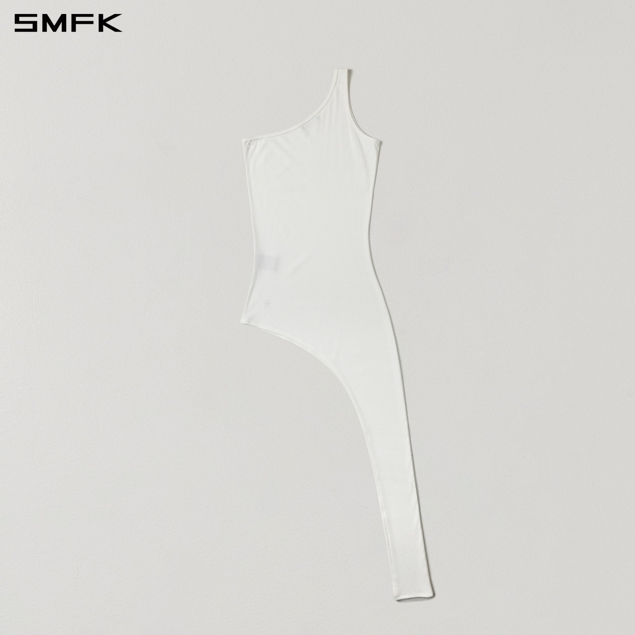SMFK Asymmetrical One-Shoulder Long Dress in White | MADAX