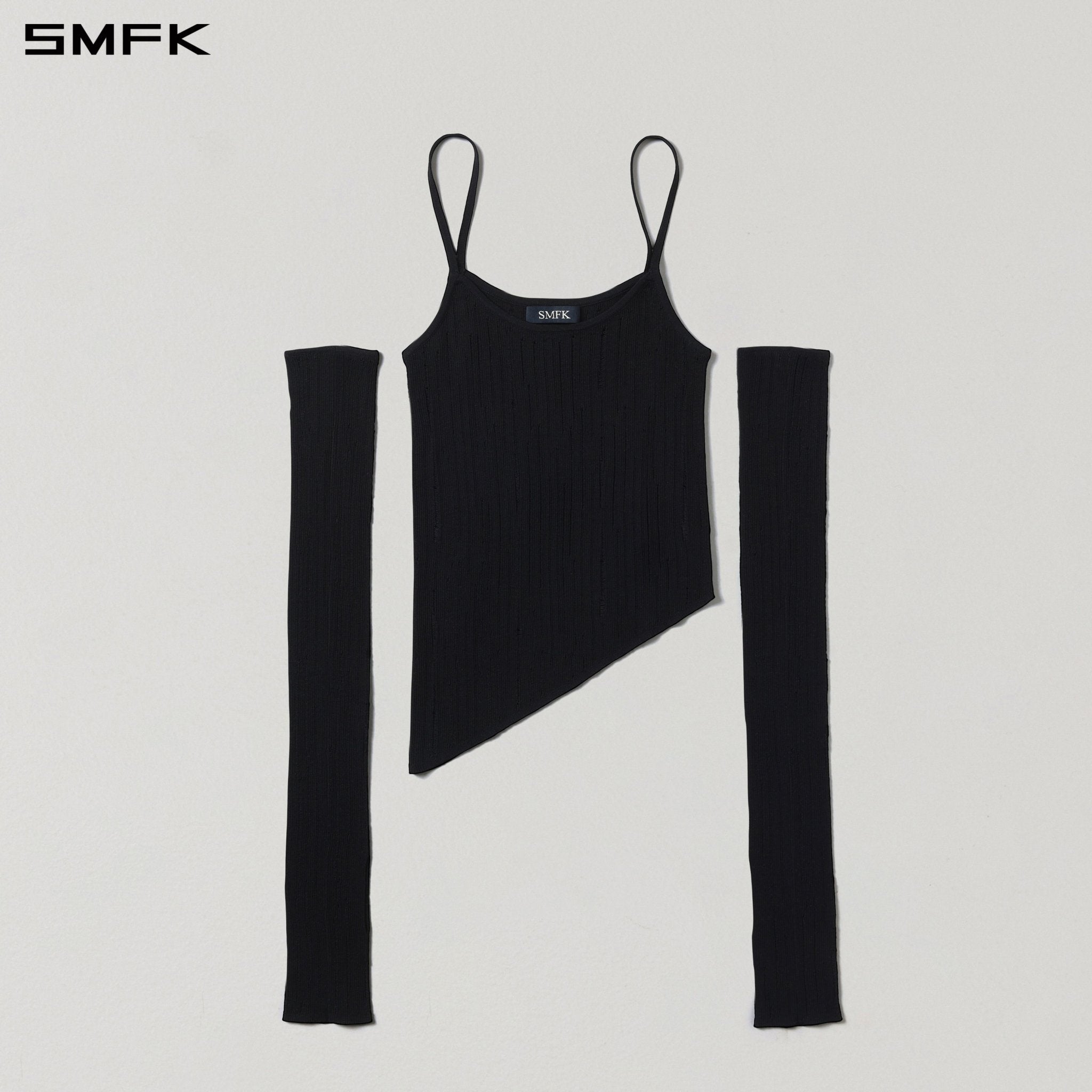SMFK Asymmetrical Short Knit Camisole in Black | MADAX