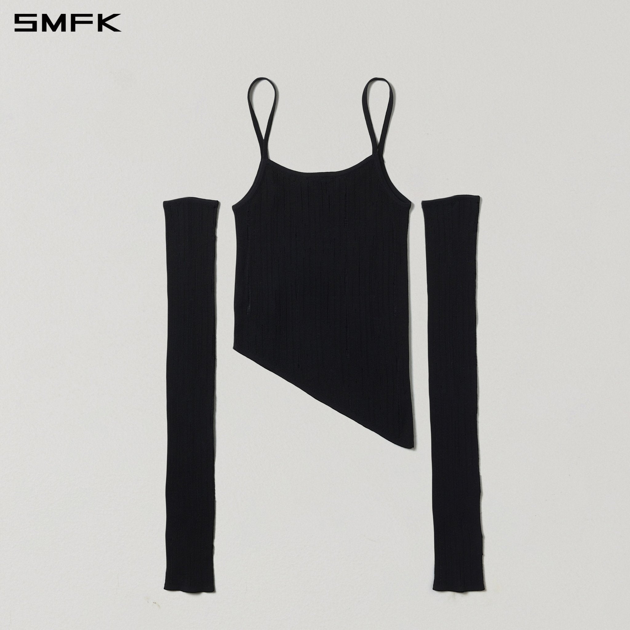 SMFK Asymmetrical Short Knit Camisole in Black | MADAX