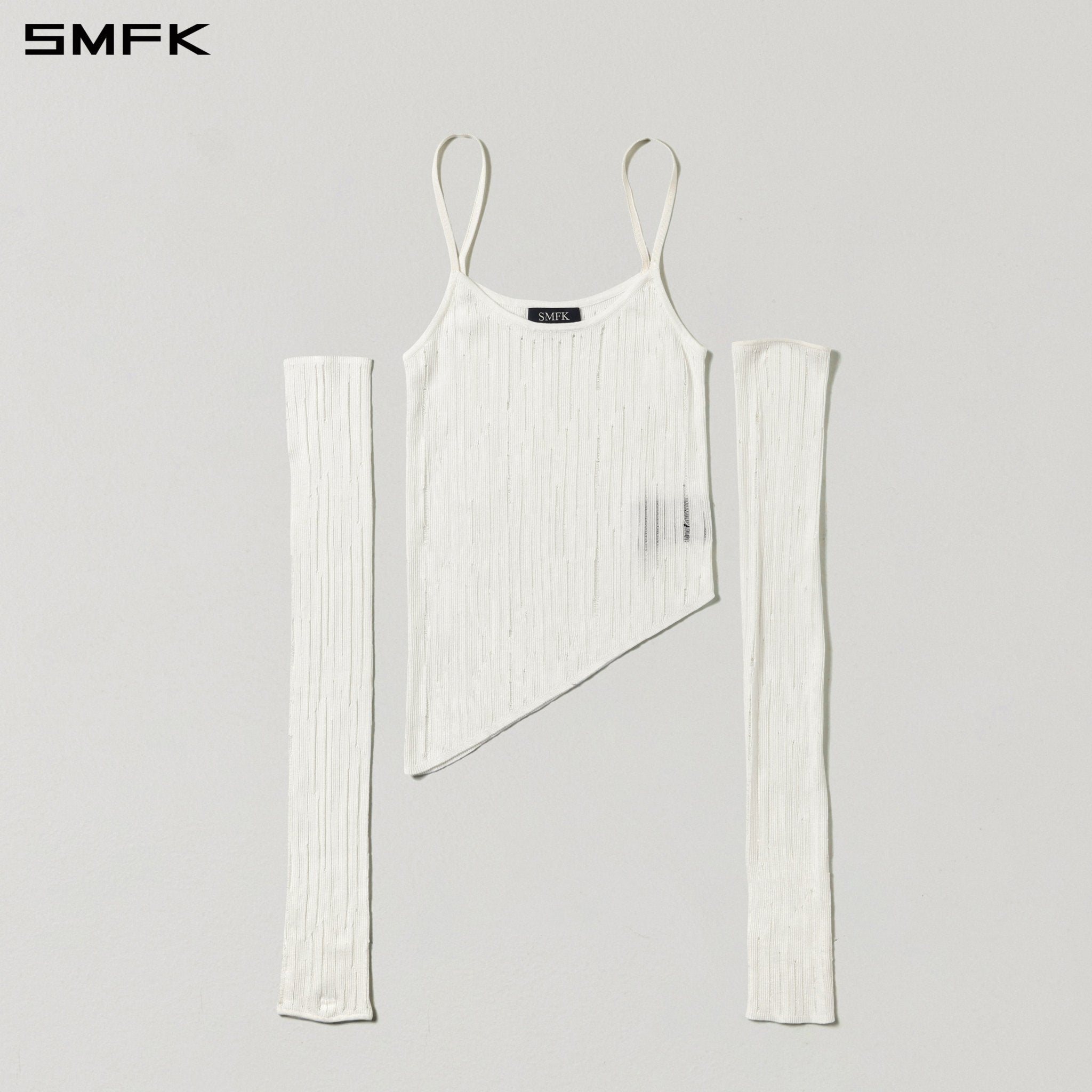 SMFK Asymmetrical Short Knit Camisole in White | MADAX