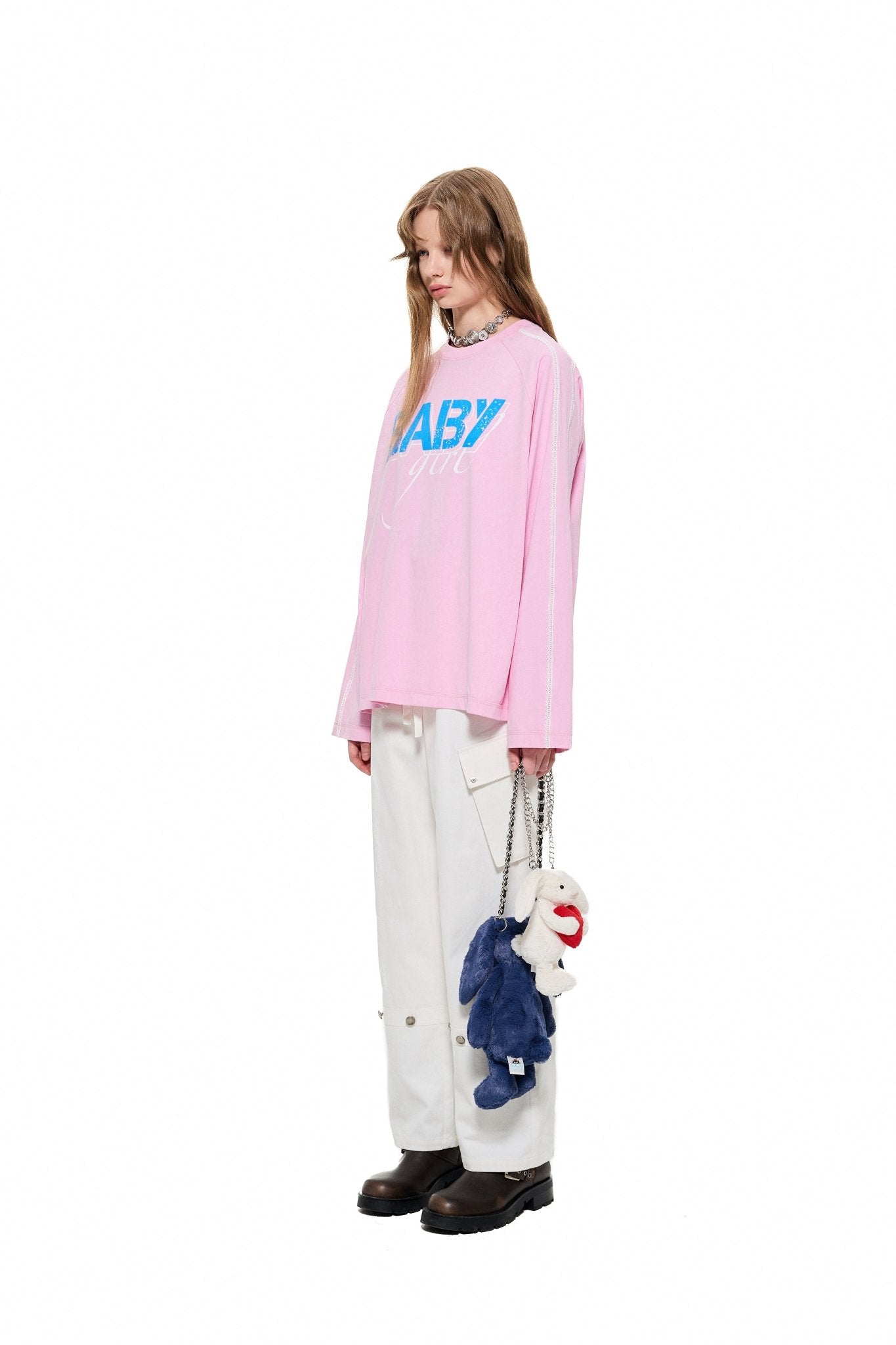 ALEXIA SANDRA Baby Girl Lace Long Sleeve T - shirt in Pink | MADA IN CHINA