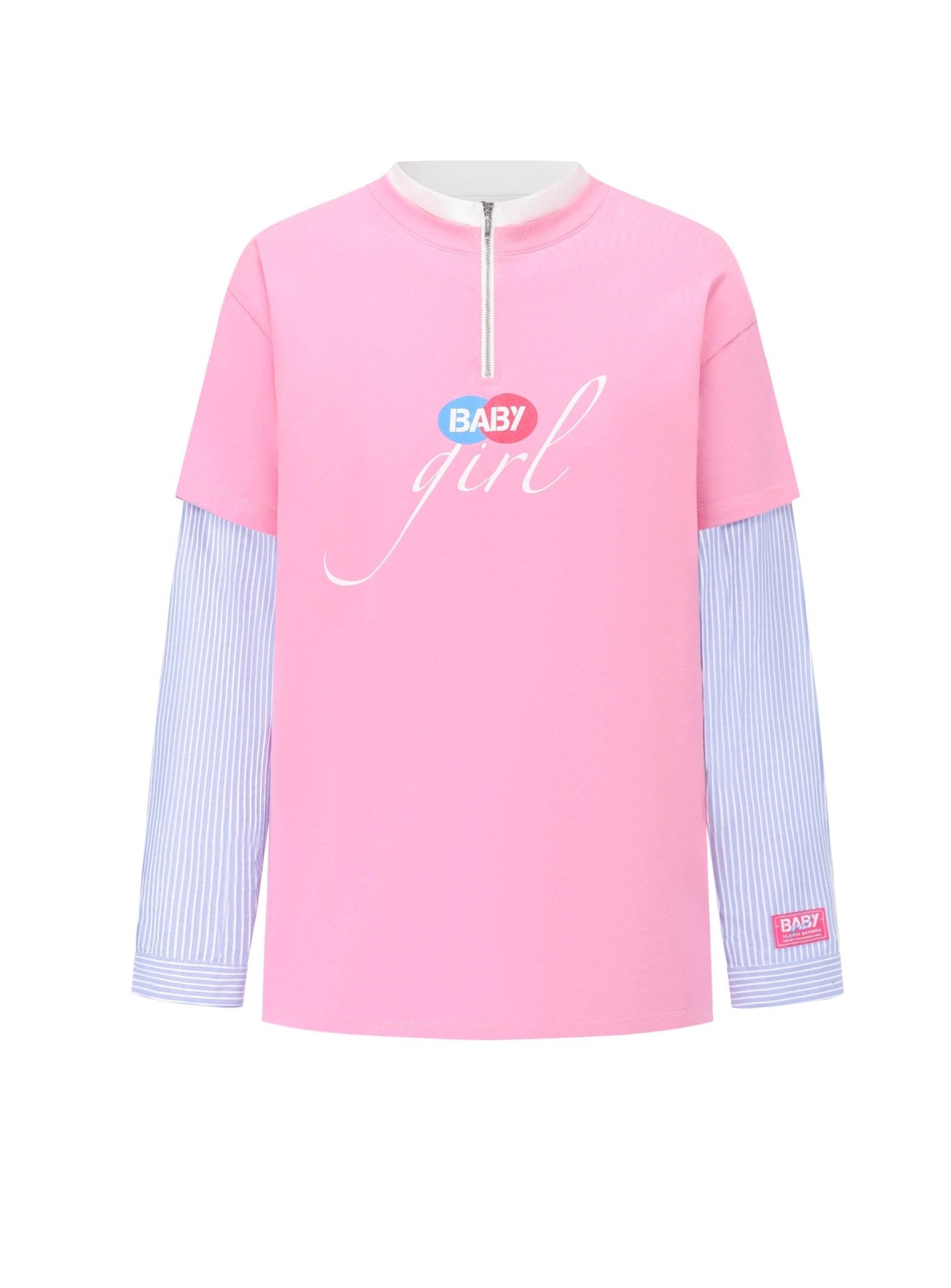 Alexia Sandra Baby Girl Zipper Long Sleeve T - Shirt in Pink | MADA IN CHINA