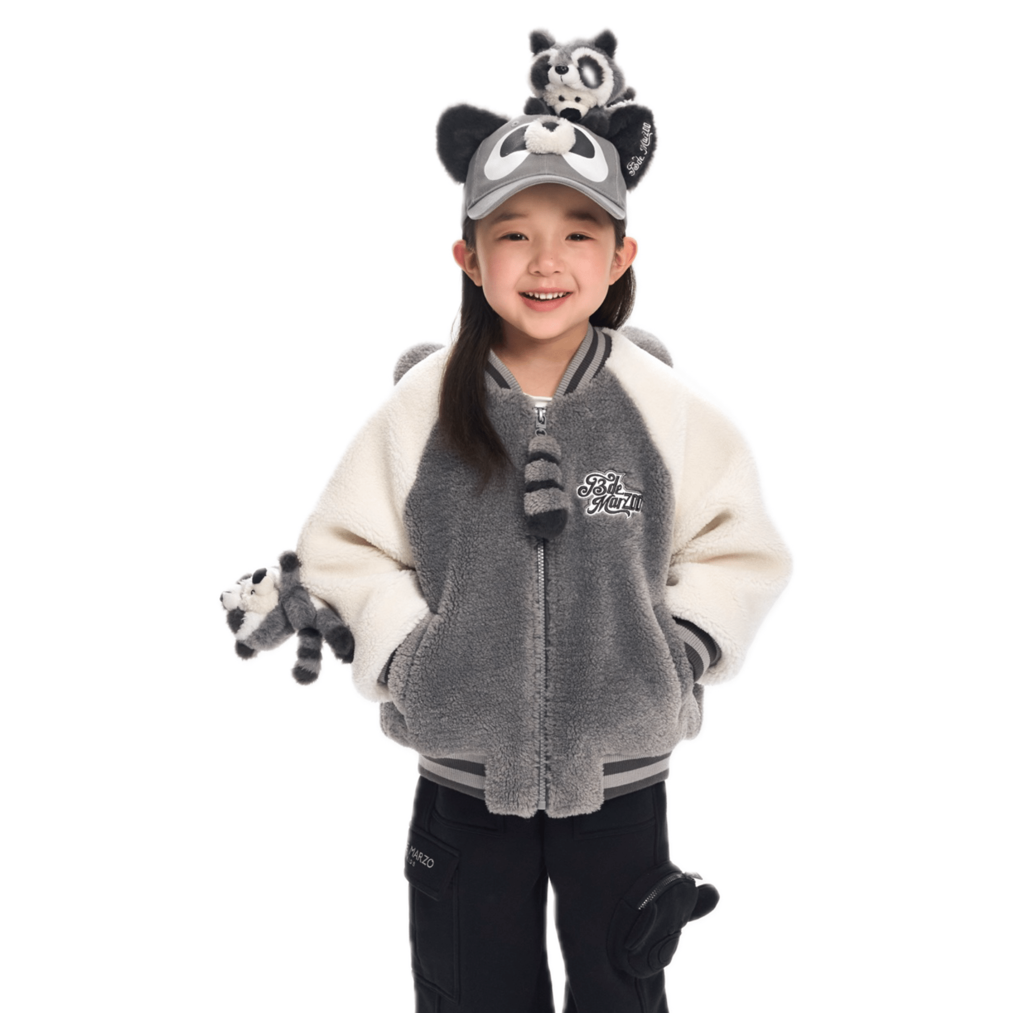 13DE MARZO Baby Marzo Raccoon Bear Stuffed Baseball Cap in Gray | MADAX