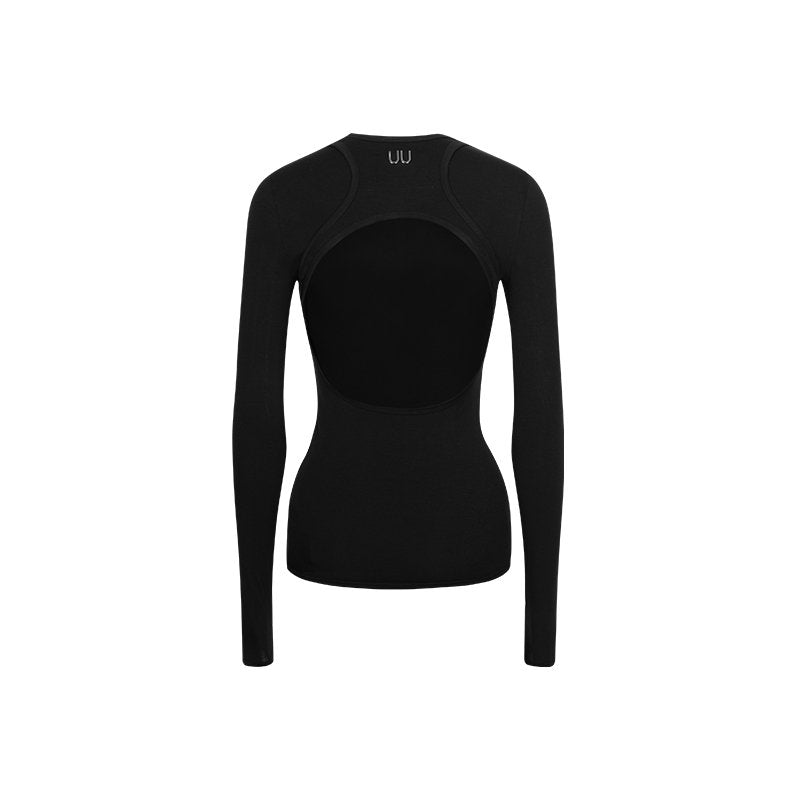 UNAWARES Backless Fake Two Long Sleeved Tops In Black | MADAX