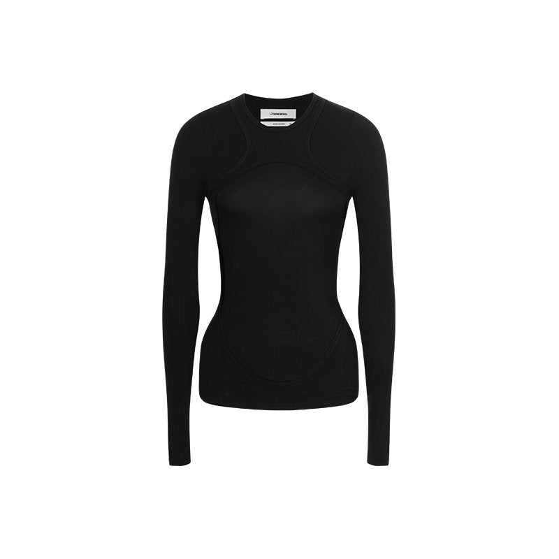 UNAWARES Backless Fake Two Long Sleeved Tops In Black | MADAX