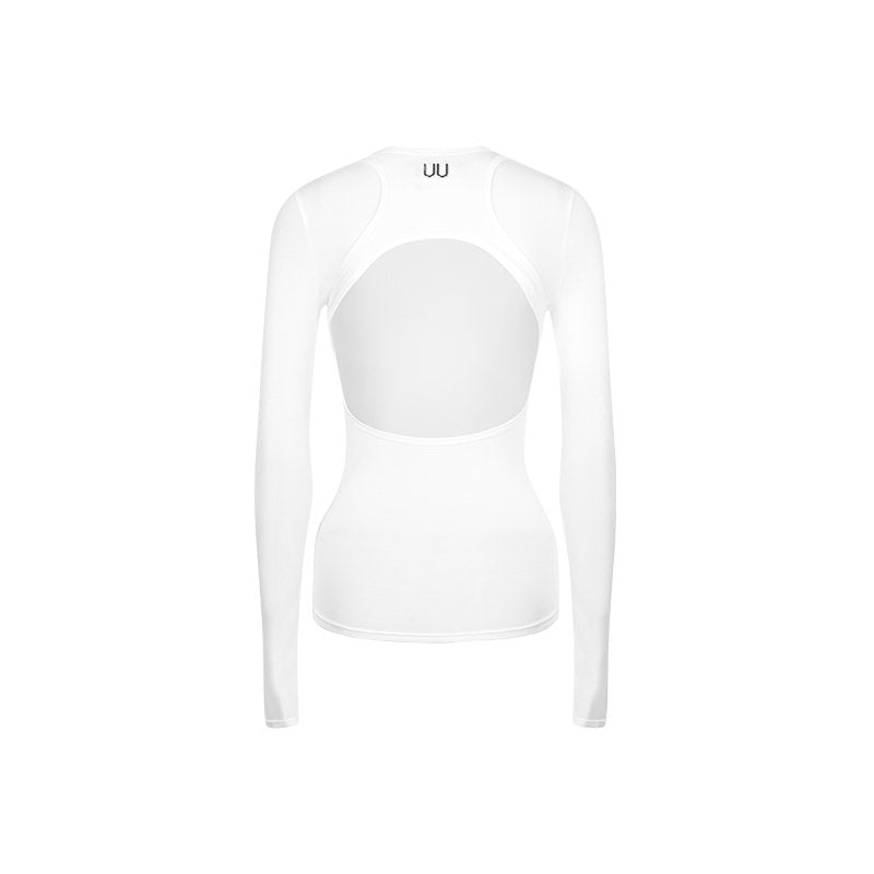 UNAWARES Backless Fake Two Long Sleeved Tops In White | MADAX