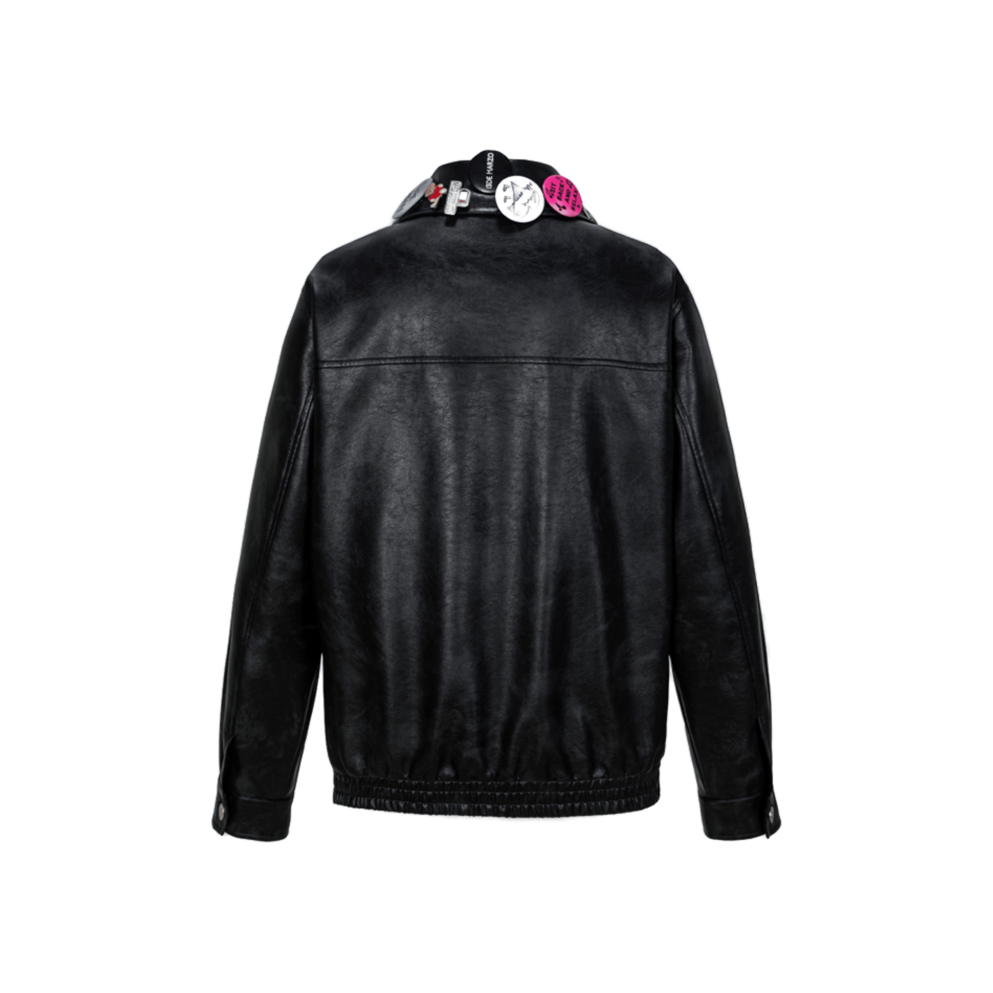 13DE MARZO Badge Leather Jacket in Black | MADAX