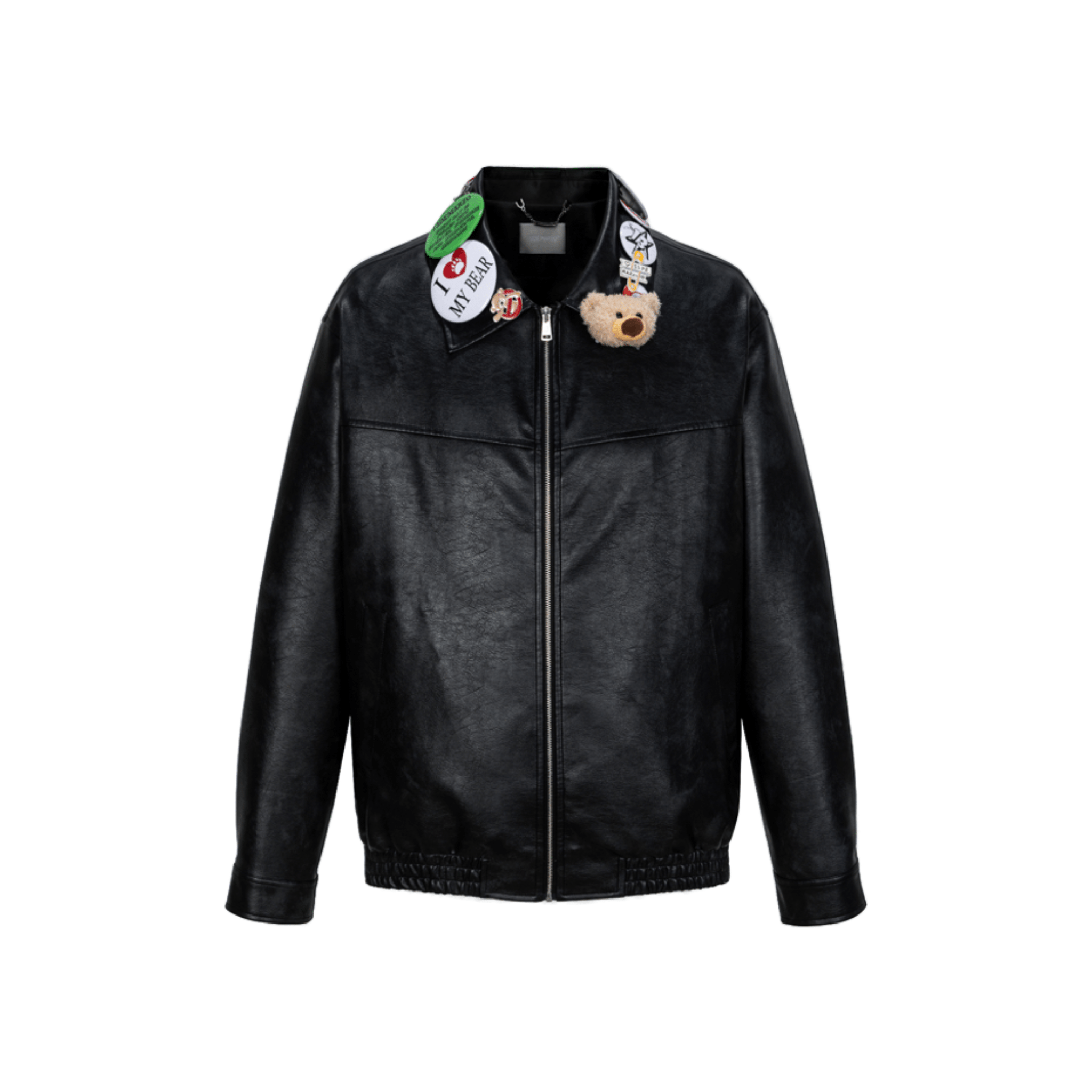 13DE MARZO Badge Leather Jacket in Black | MADAX