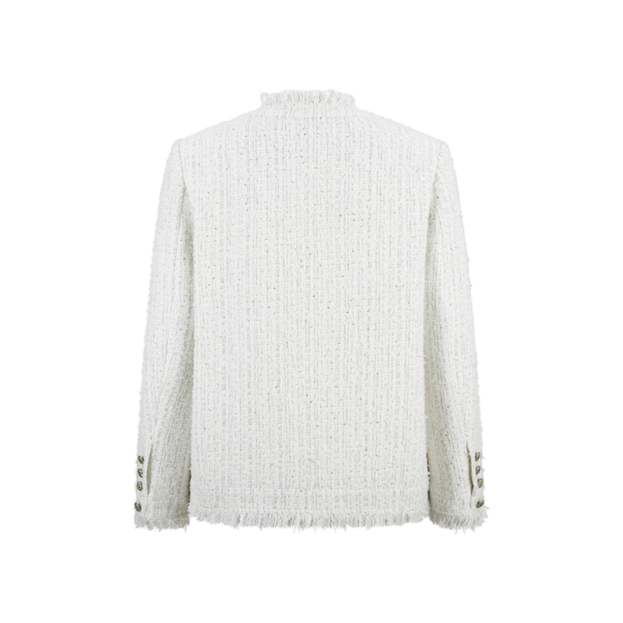 13DE MARZO Badge Vintage Tweed Jacket in White | MADAX