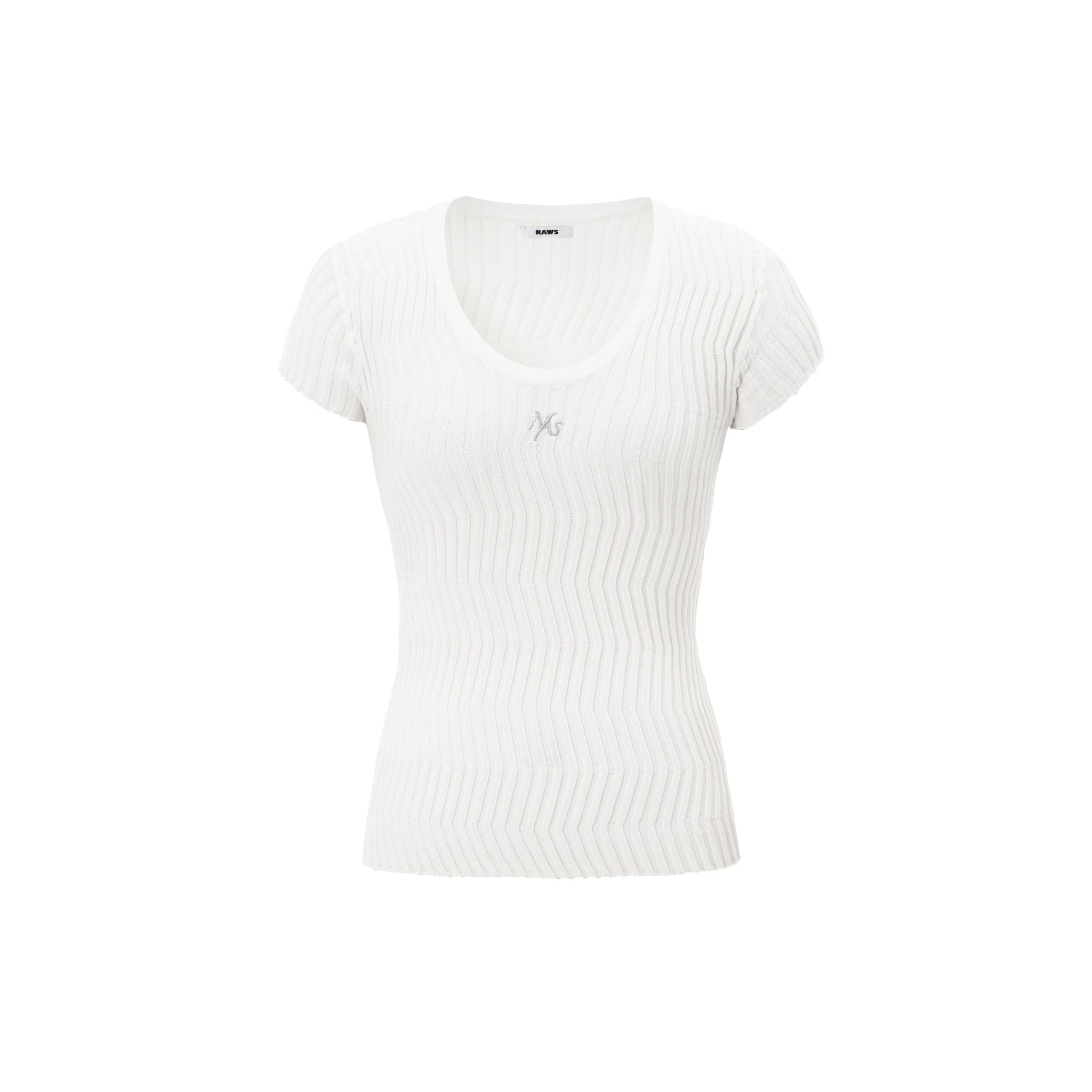 NAWS Bailey Knitted Tee in White | MADAX