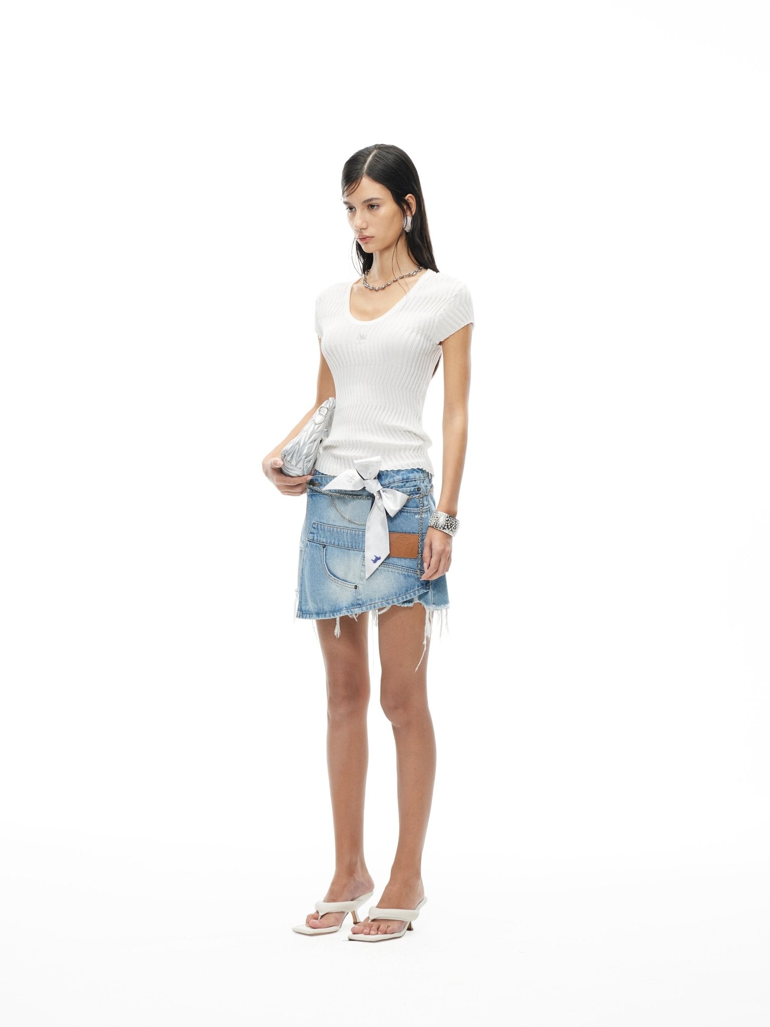 NAWS Bailey Knitted Tee in White | MADAX
