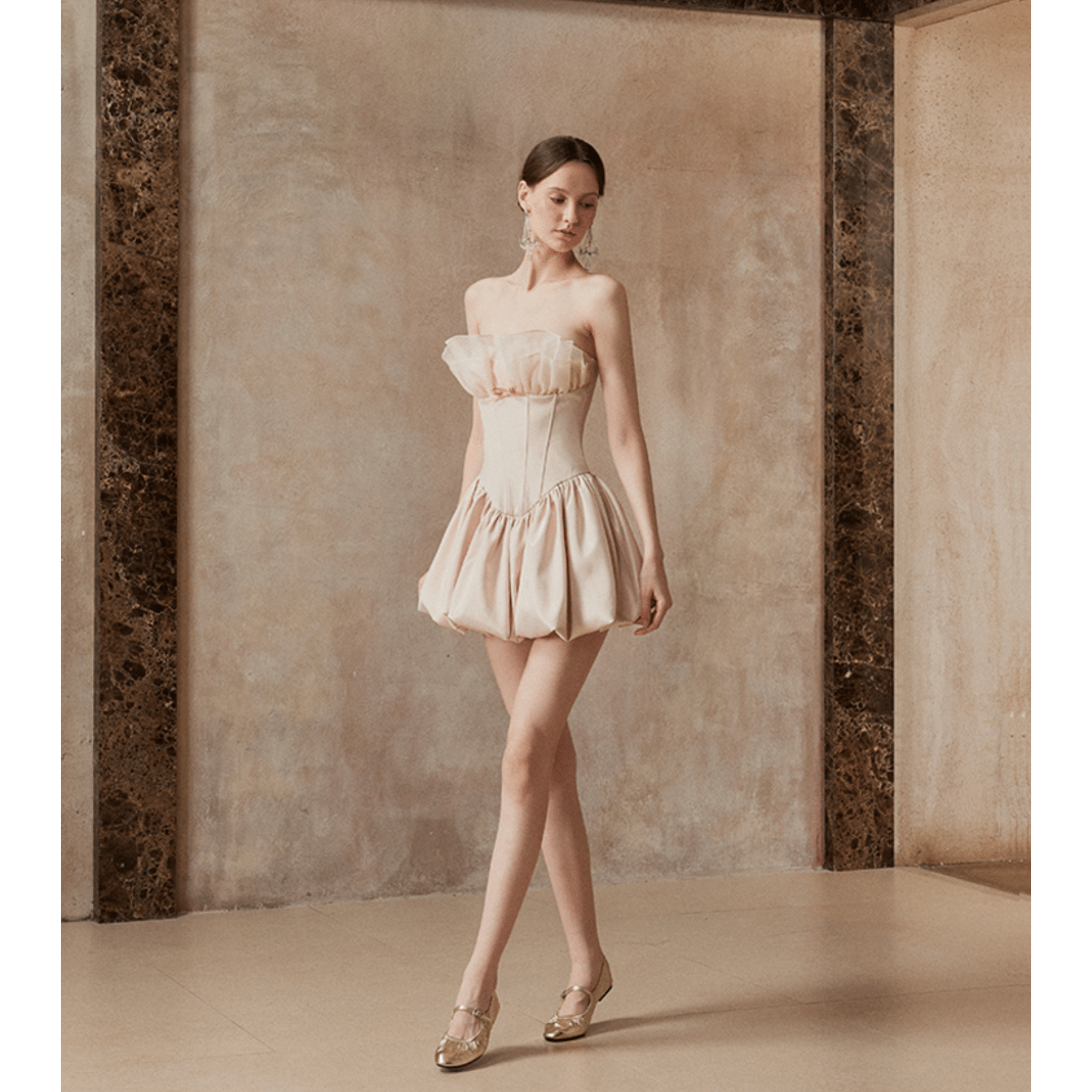 Fa sogno Baileys Misty Dress in Light Champagne | MADAX