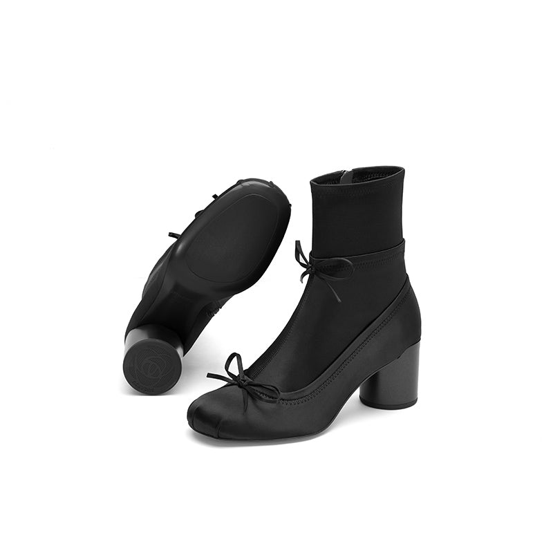 Sugar Su Ballet Elastic Socks Ankle Boots Black | MADAX