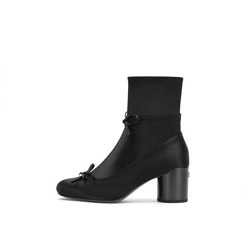 Sugar Su Ballet Elastic Socks Ankle Boots Black | MADAX