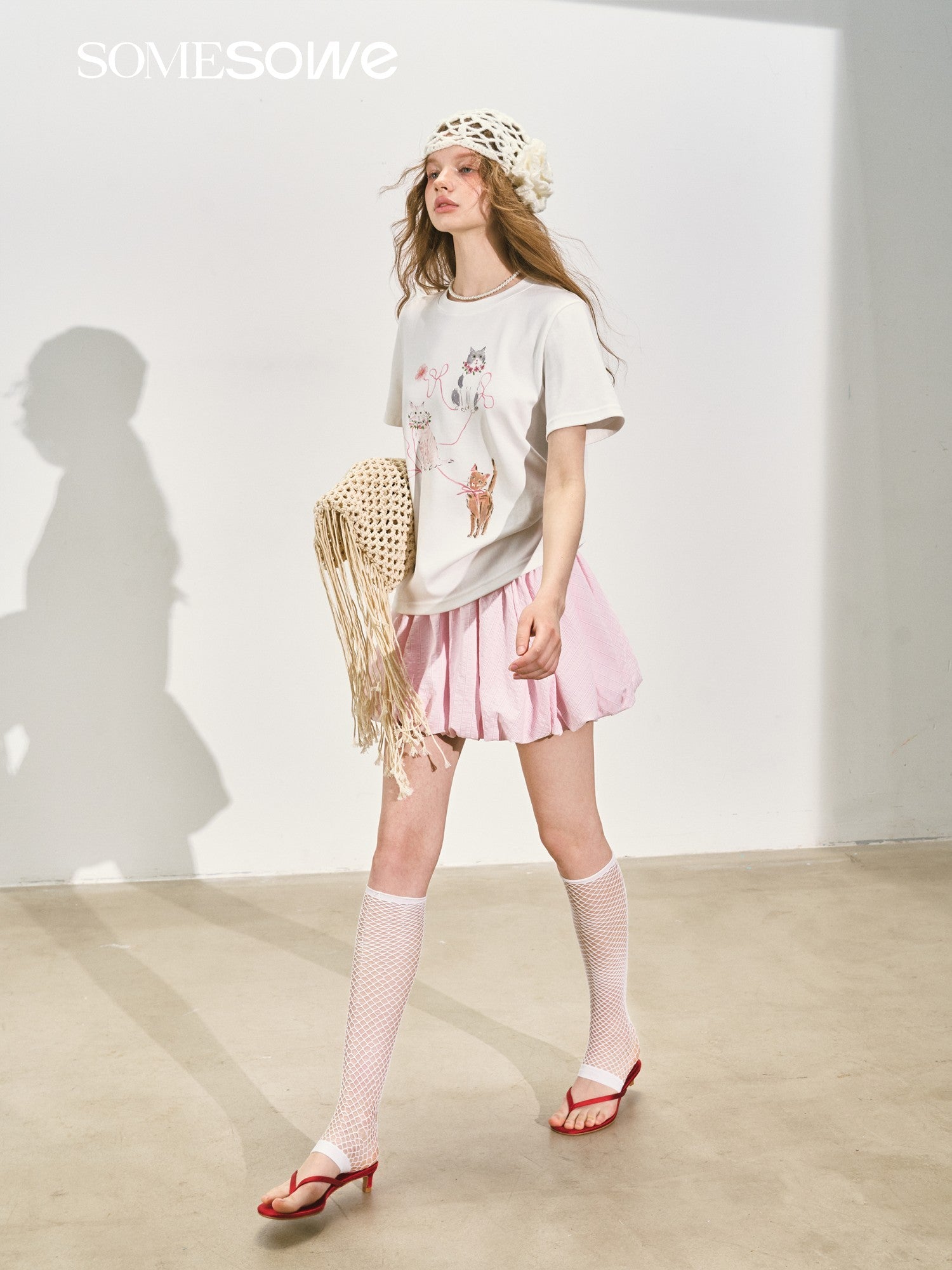 SOMESOWE Ballet Style Cartoon Bubble Skirt In Pink | MADAX