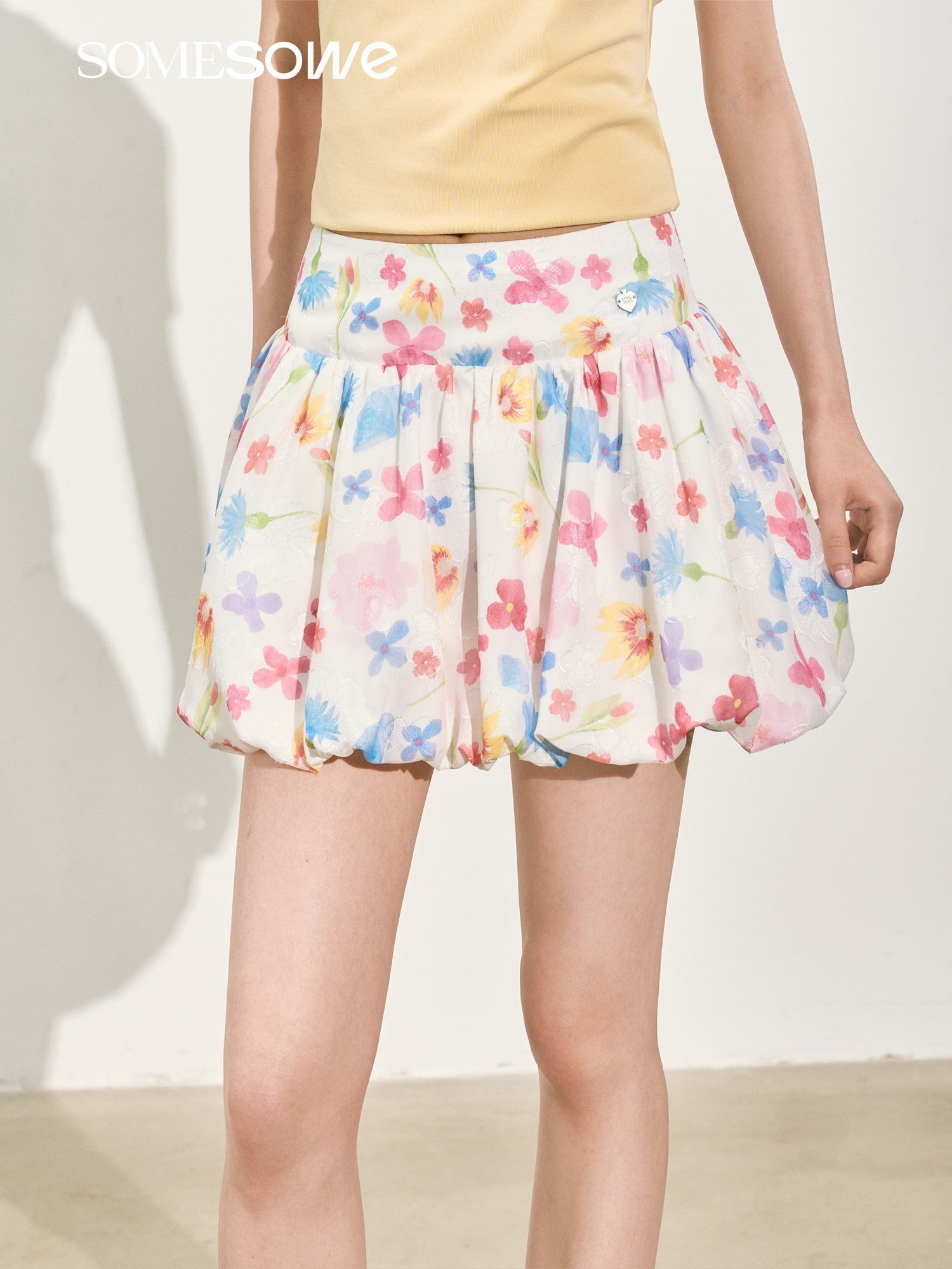 SOMESOWE Ballet Style Cartoon Bubble Skort In Flower Pattern | MADAX