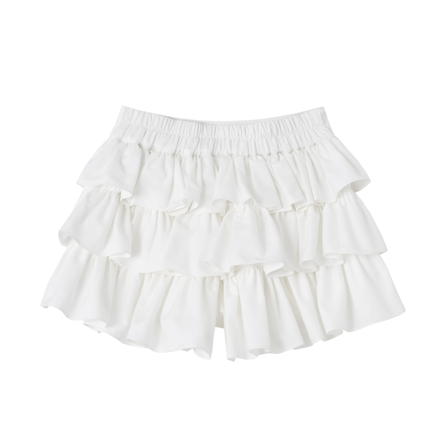 SOMESOWE Ballet Style Ruffled Cake Culottes In White | MADAX