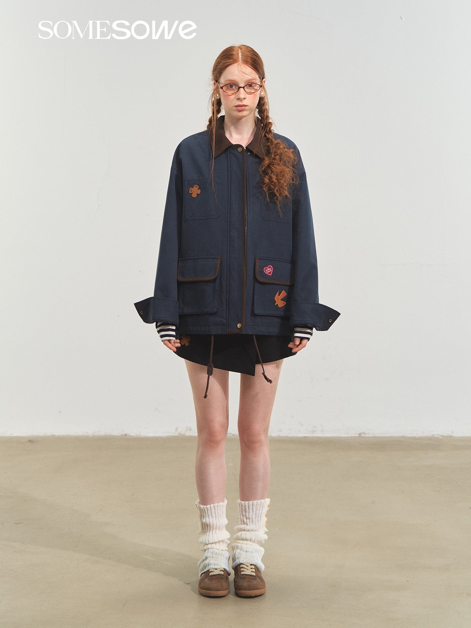 SOMESOWE Barn Style Vintage Jacket In Navy Blue | MADAX