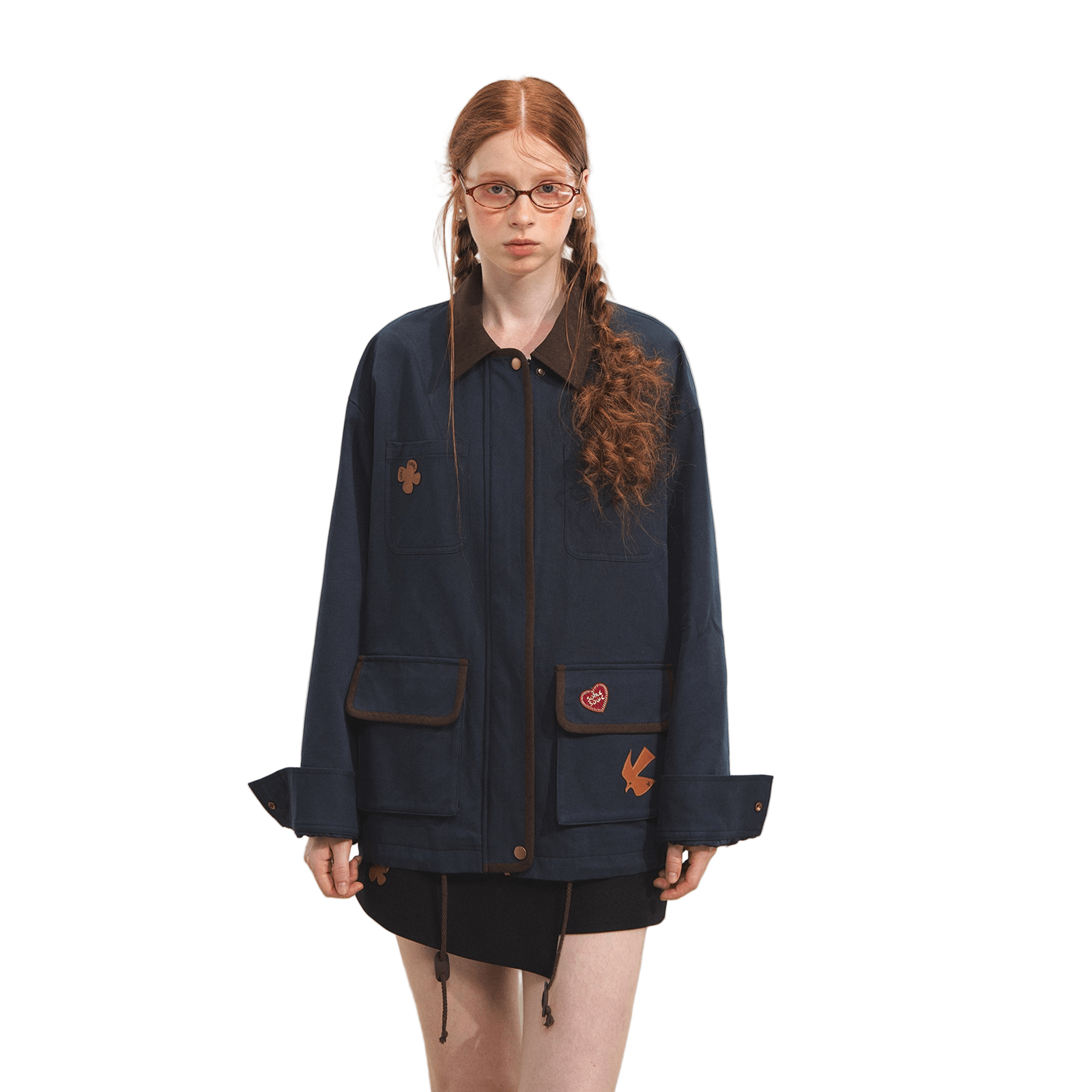 SOMESOWE Barn Style Vintage Jacket In Navy Blue | MADAX