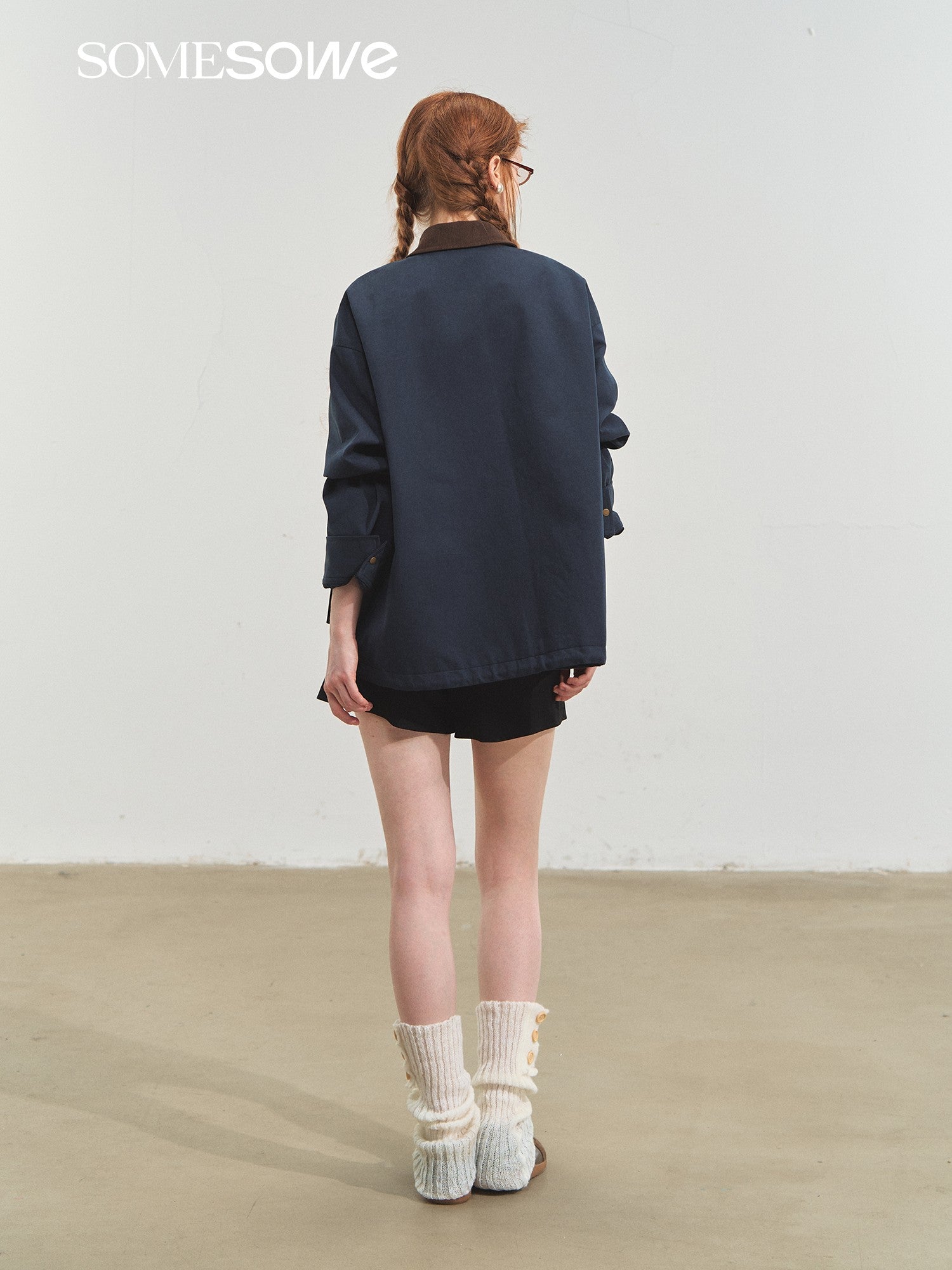 SOMESOWE Barn Style Vintage Jacket In Navy Blue | MADAX