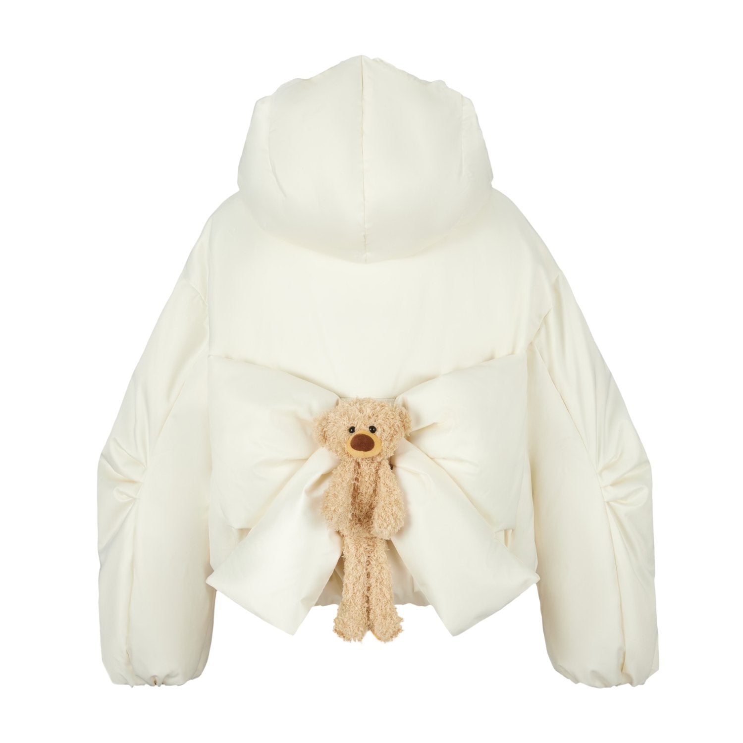 13DE MARZO Bear A Bow Silky Down Jacket In Whte | MADAX