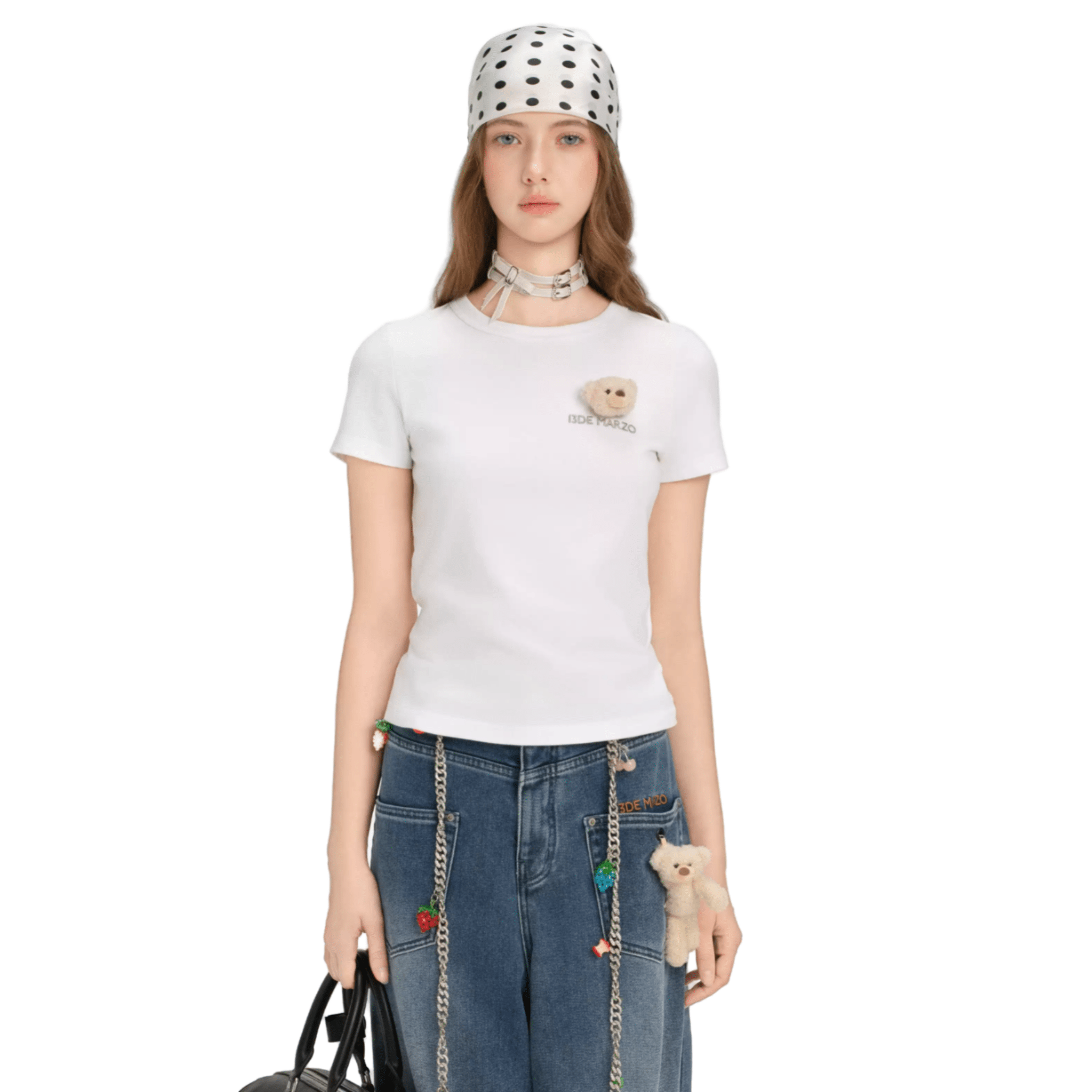 13DE MARZO Bear Basic T-shirt in White | MADAX