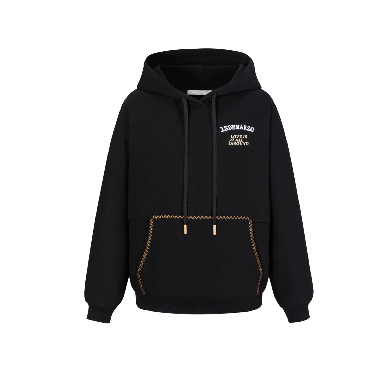 13DE MARZO Bear Big Logo Patch Hoodie In Black | MADAX