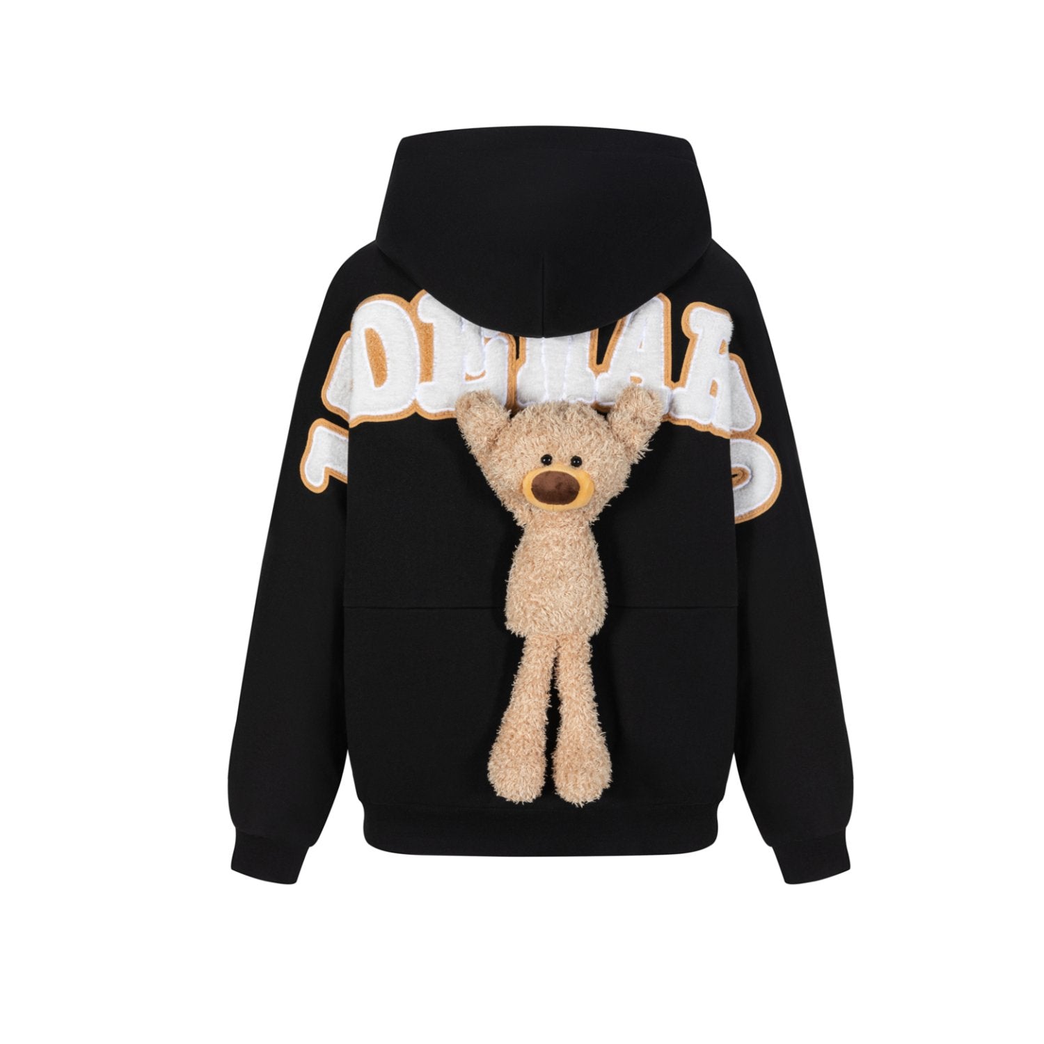 13DE MARZO Bear Big Logo Patch Hoodie In Black | MADAX