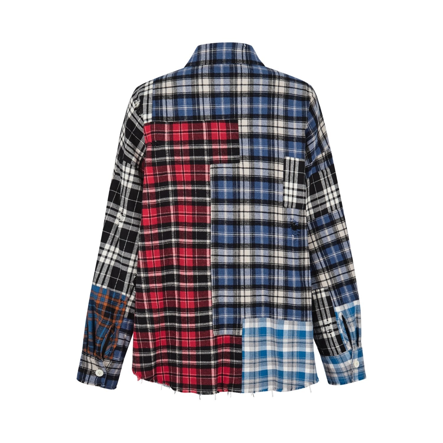 13DE MARZO Bear Broken Plaid Patch Shirt | MADAX