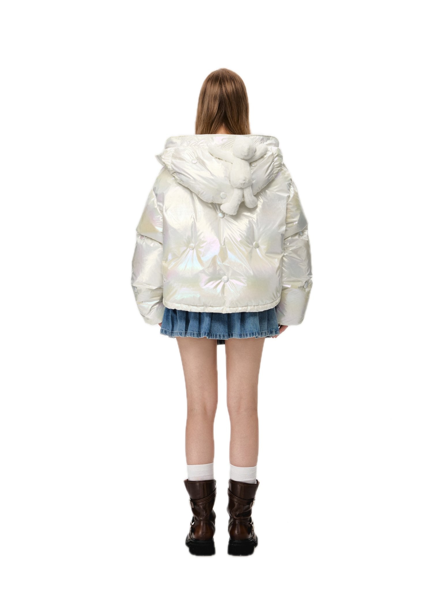 13DE MARZO Bear Button Silky Down Jacket | MADAX