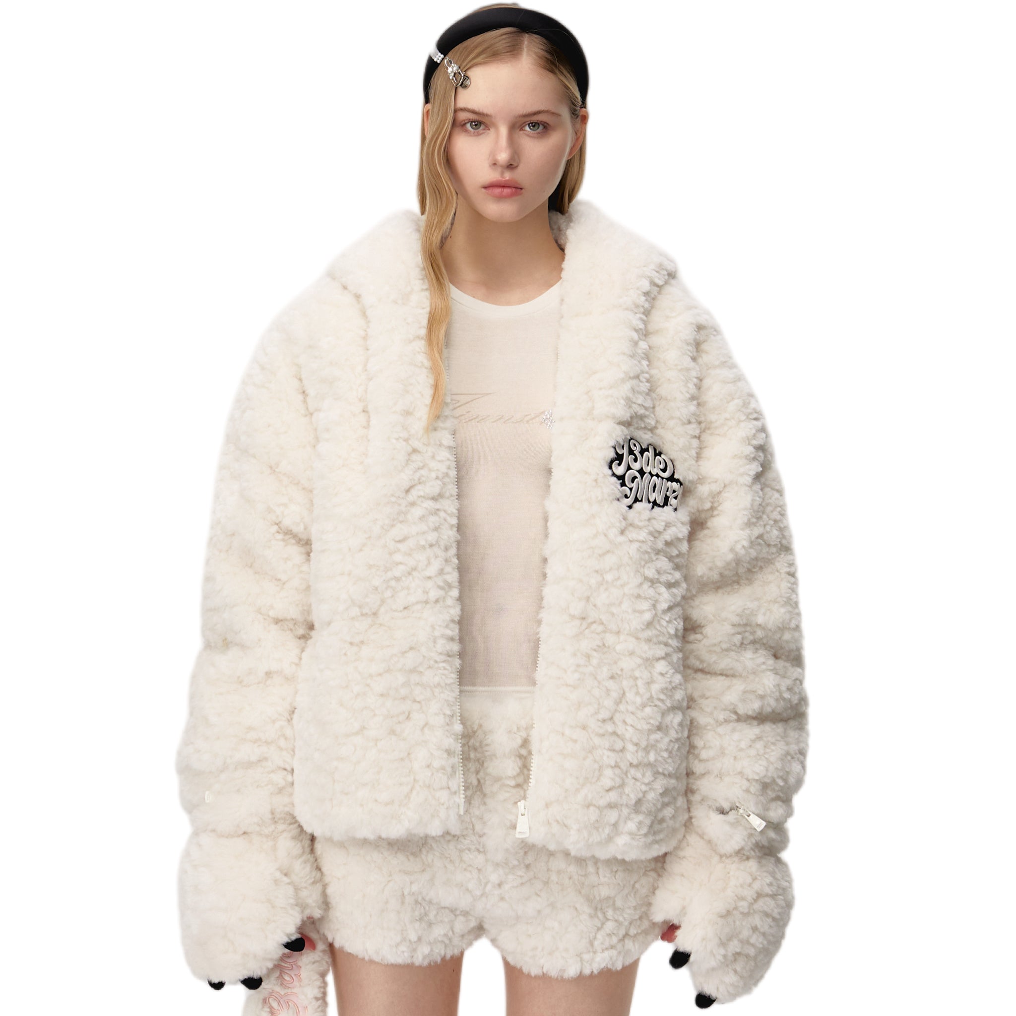 13DE MARZO Bear Costume Down Jacket In White | MADAX