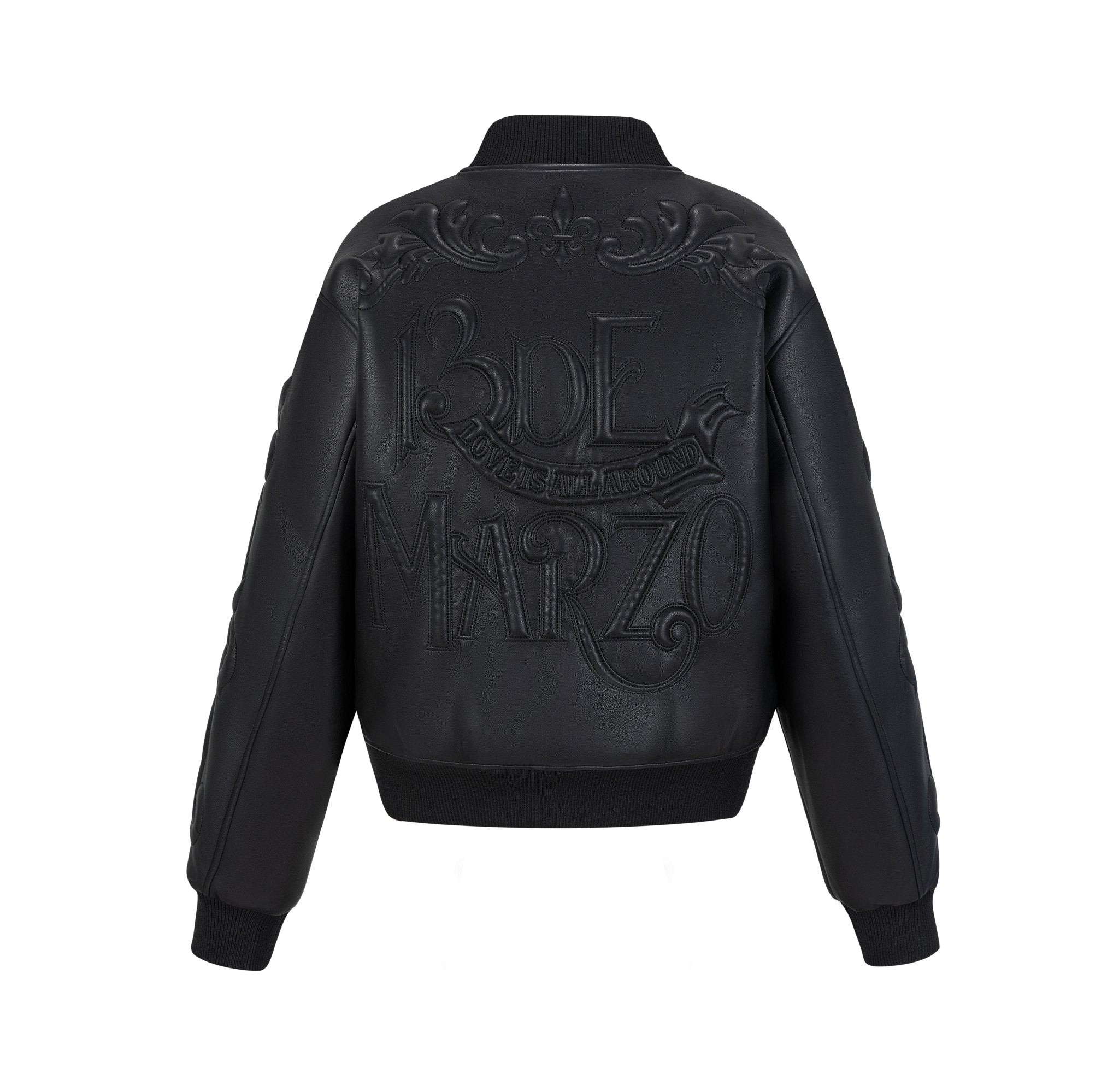 13DE MARZO Bear Dark Suture Leather Jacket | MADAX