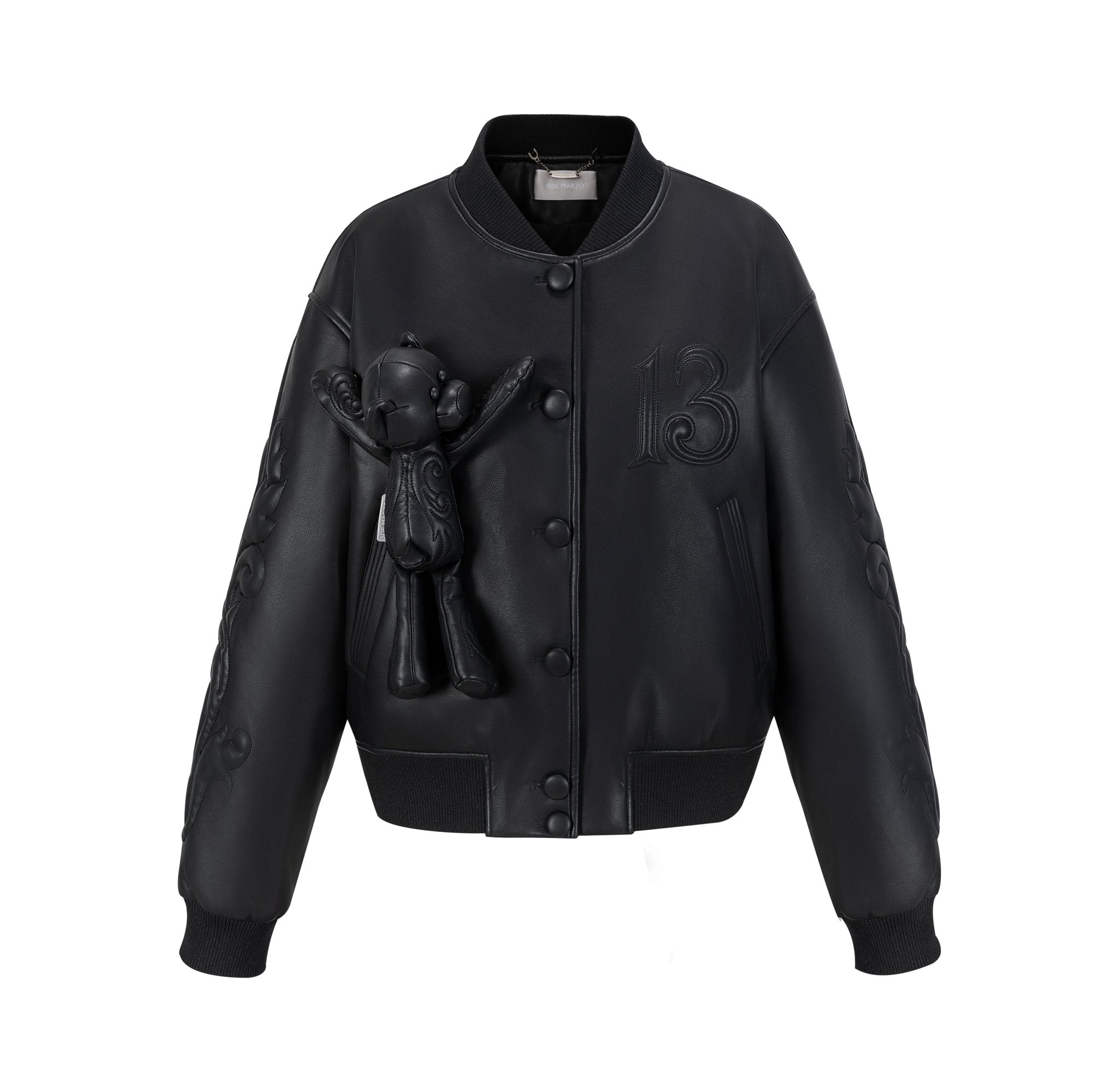 13DE MARZO Bear Dark Suture Leather Jacket | MADAX