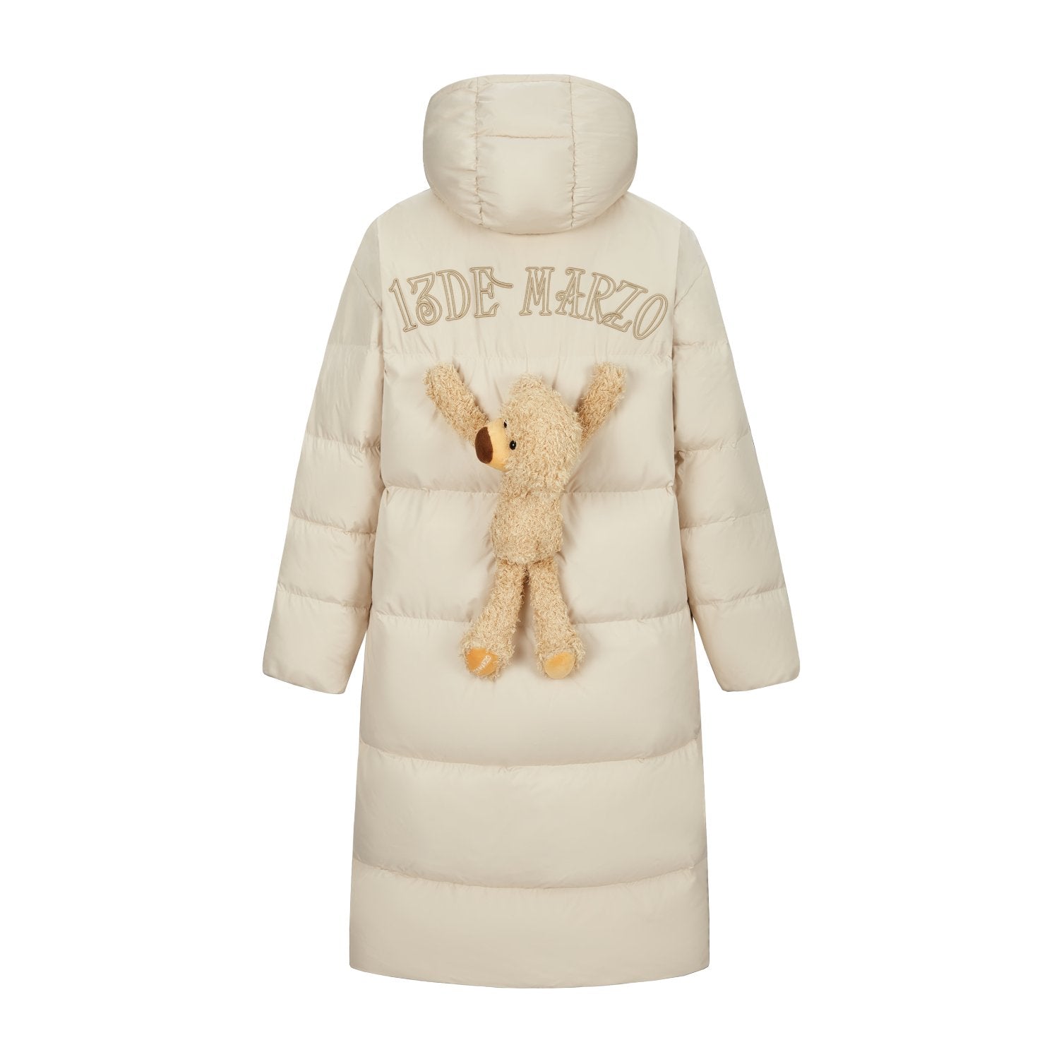 13DE MARZO Bear Down Long Puffer Jacket In Khaki | MADAX