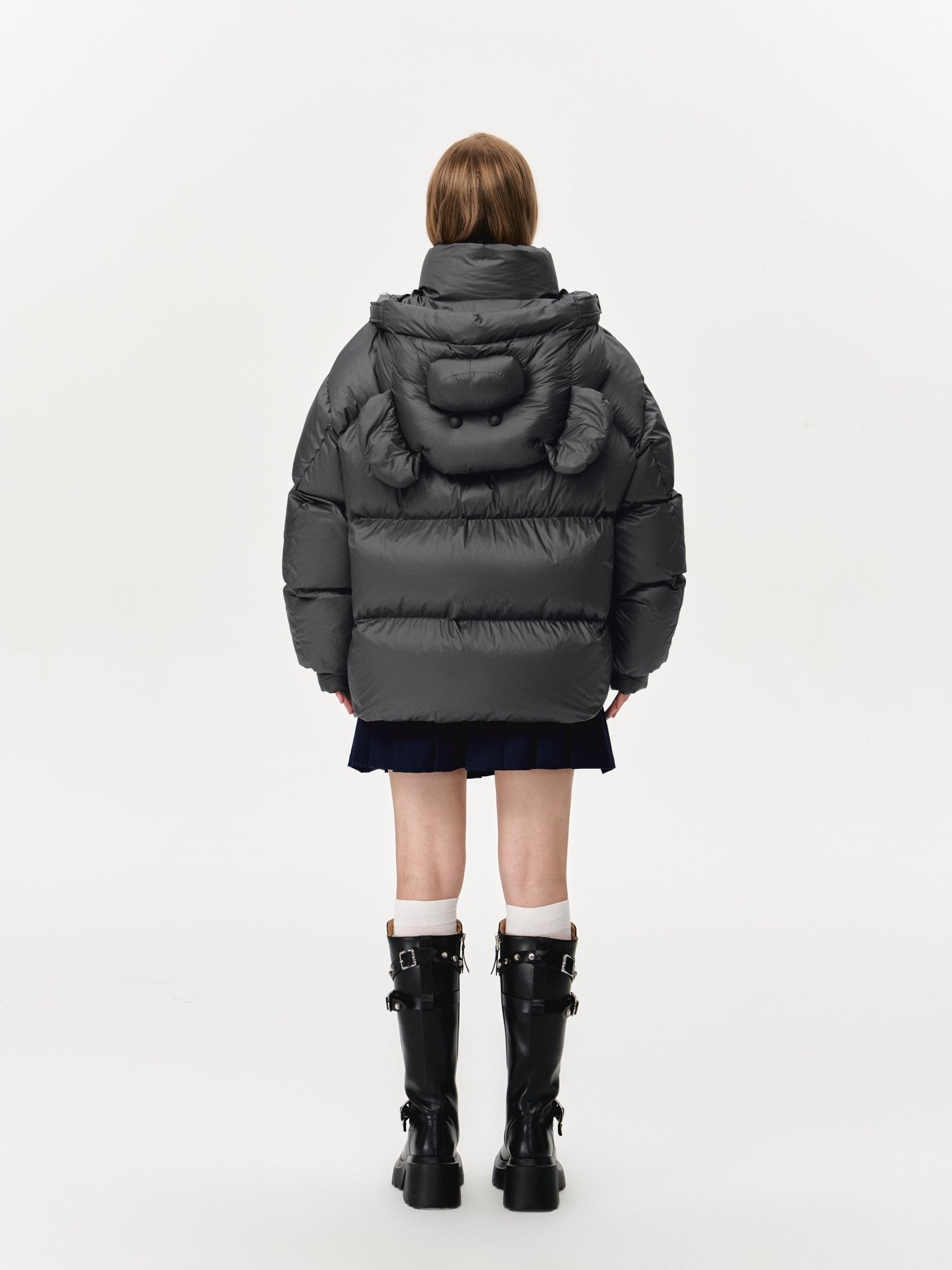 13DE MARZO Bear Embossment Down Jacket In Black | MADAX