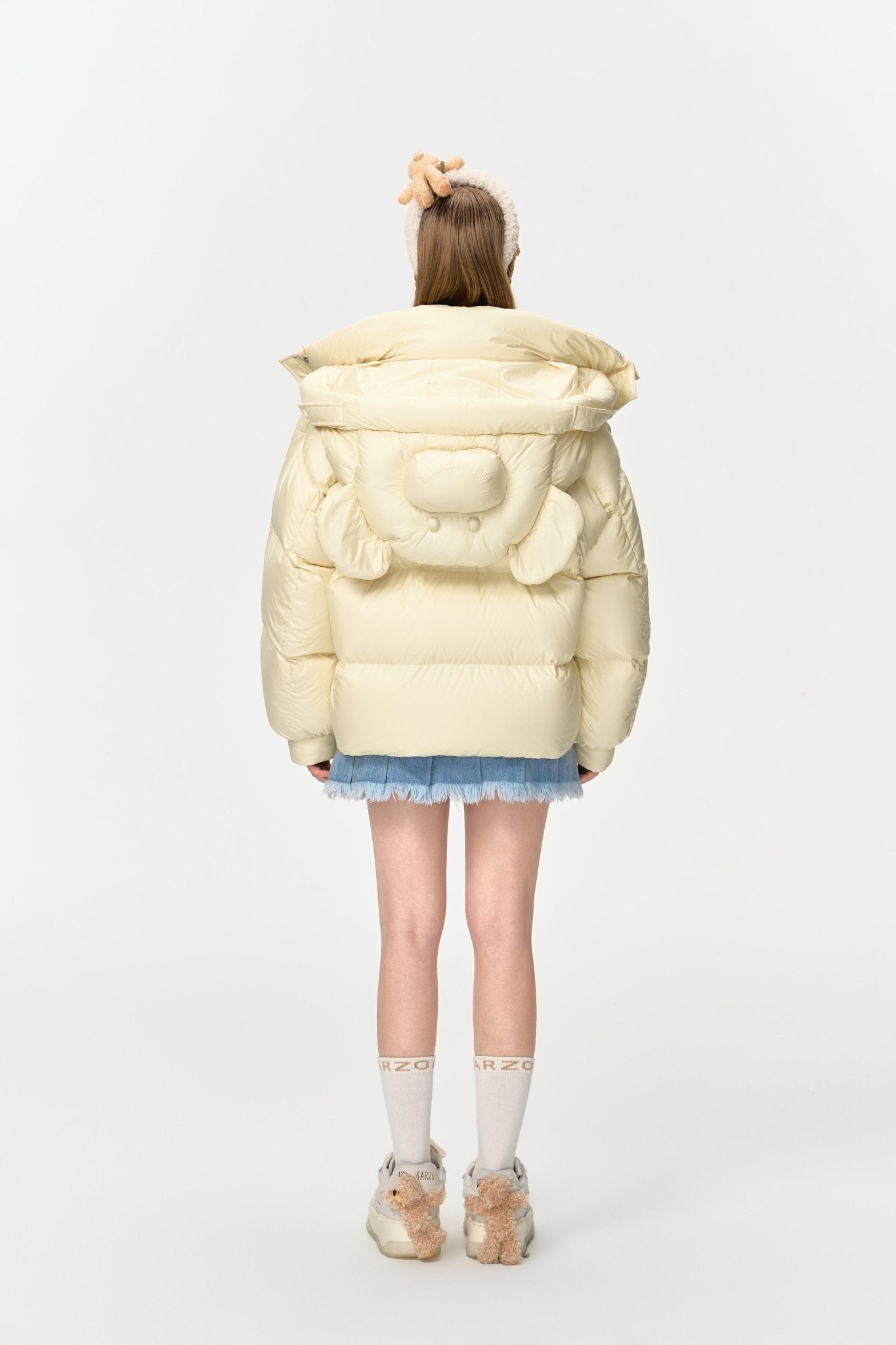 13DE MARZO Bear Embossment Down Jacket In Yellow | MADAX