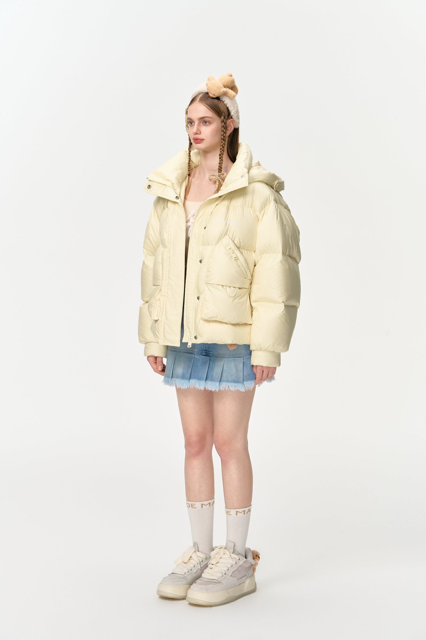 13DE MARZO Bear Embossment Down Jacket In Yellow | MADAX