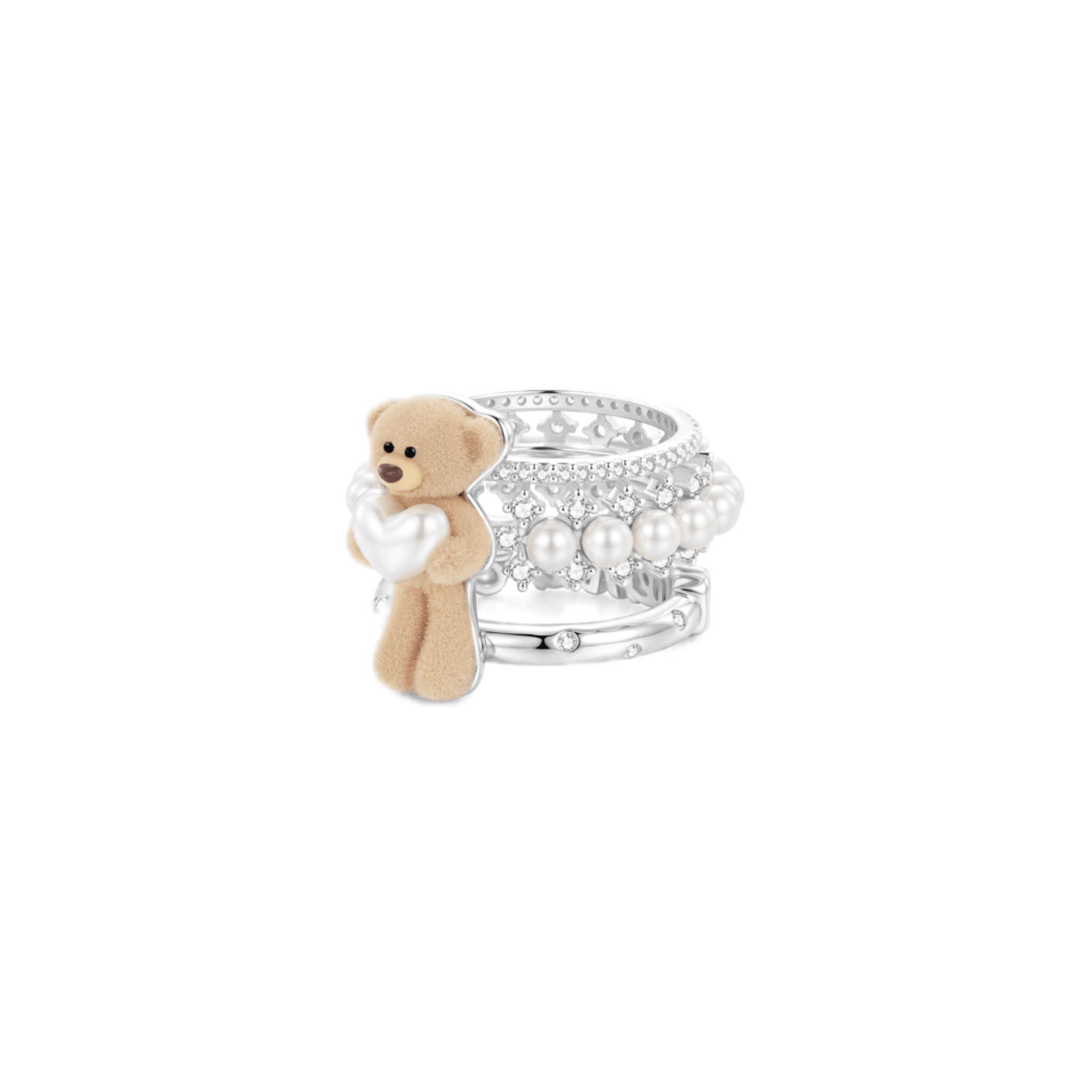 13DE MARZO Bear Hug Pearl Heart Ring | MADAX