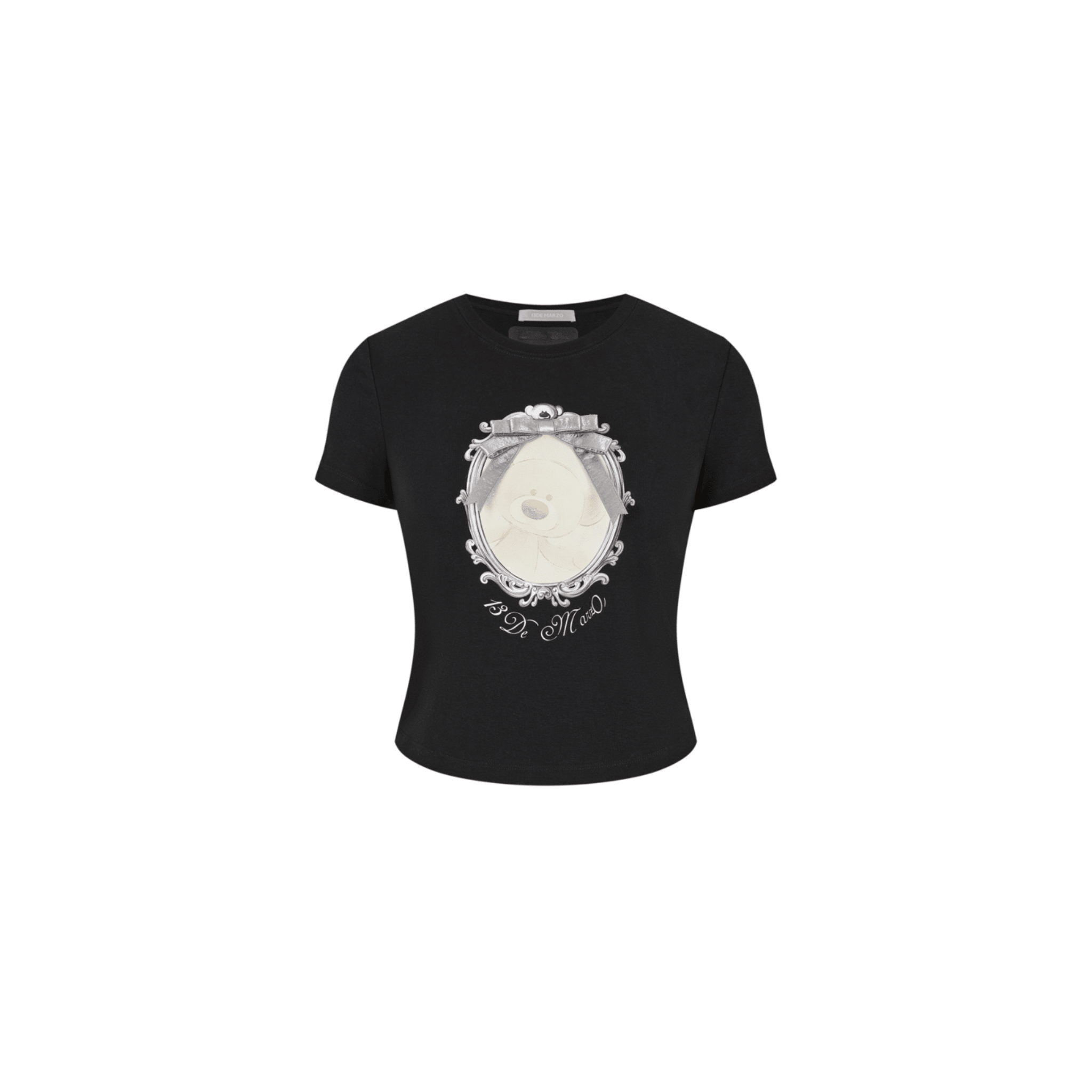 13DE MARZO Bear Magic Mirror Short - Sleeve T-Shirt in Black | MADAX