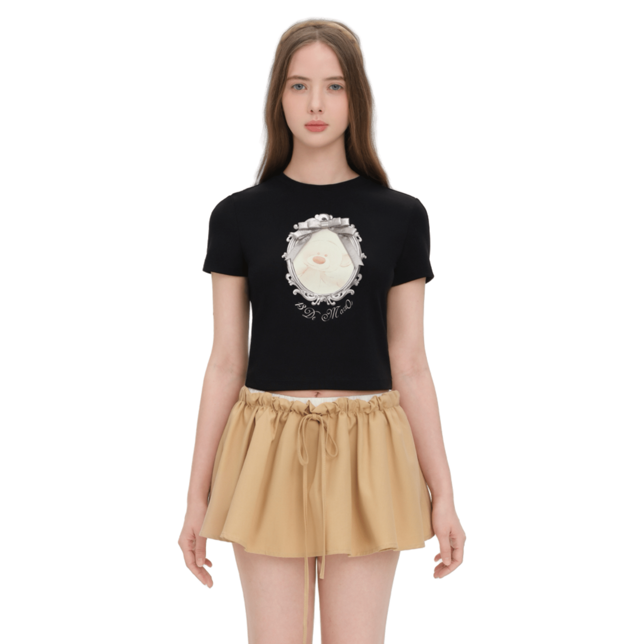 13DE MARZO Bear Magic Mirror Short - Sleeve T-Shirt in Black | MADAX