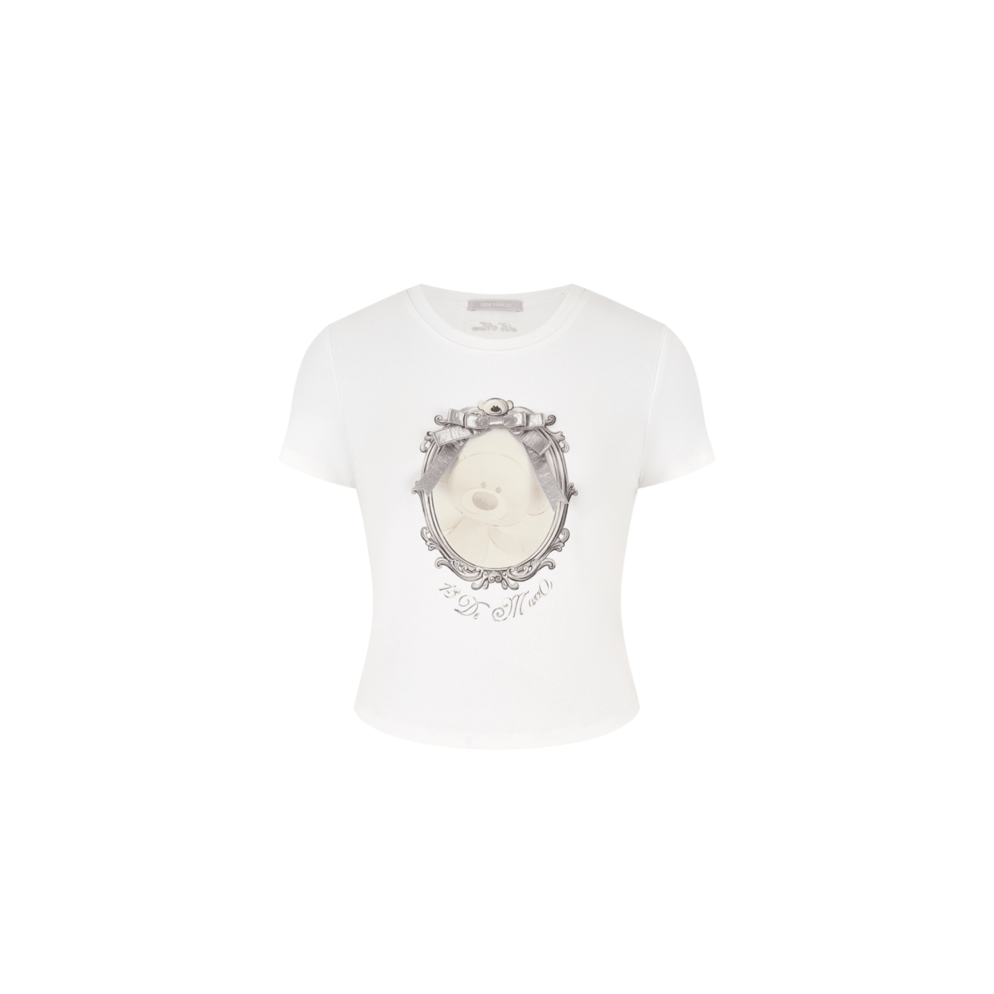 13DE MARZO Bear Magic Mirror Short - Sleeve T-Shirt in White | MADAX