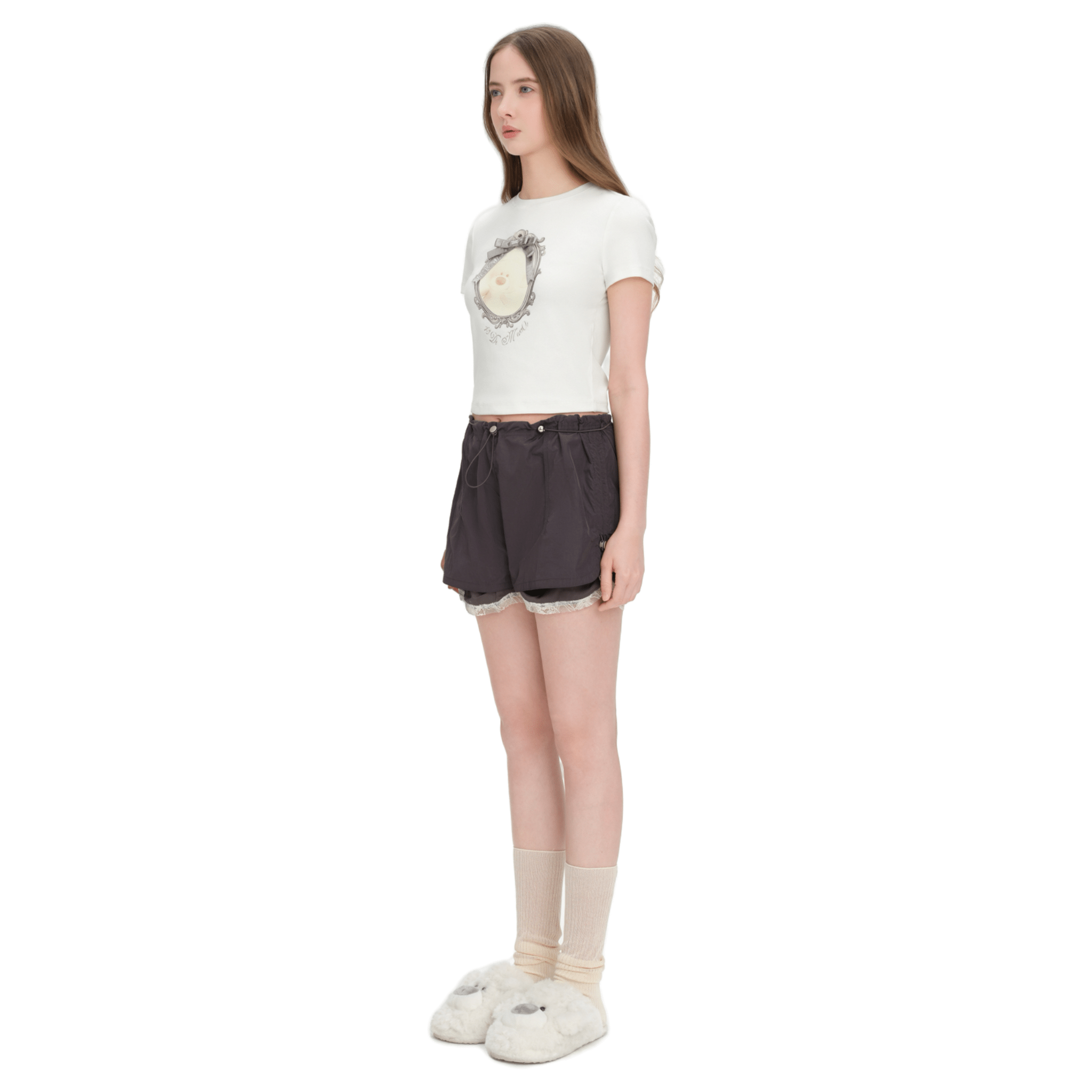 13DE MARZO Bear Magic Mirror Short - Sleeve T-Shirt in White | MADAX