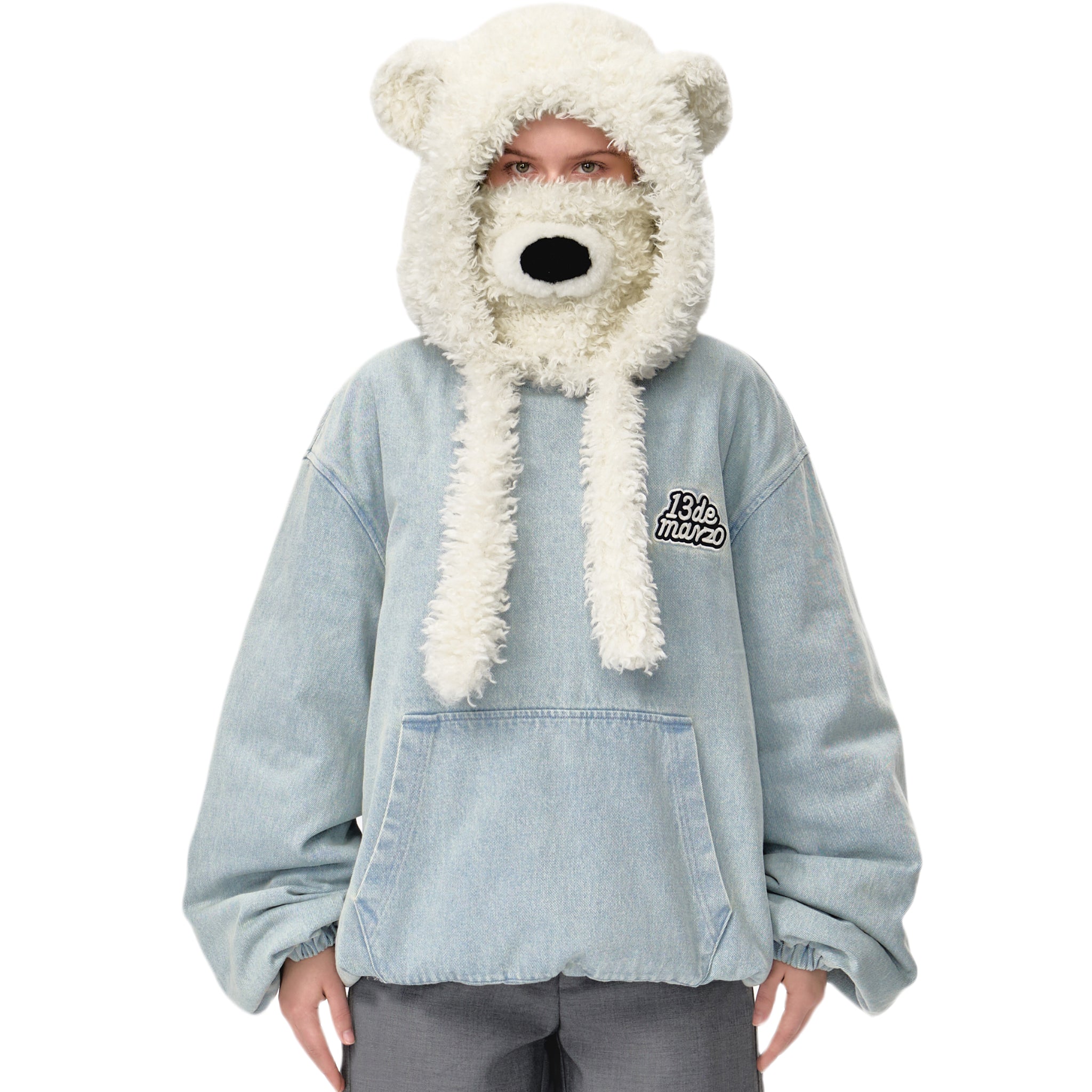 13DE MARZO Bear Set Padded Hoodie In Blue | MADAX