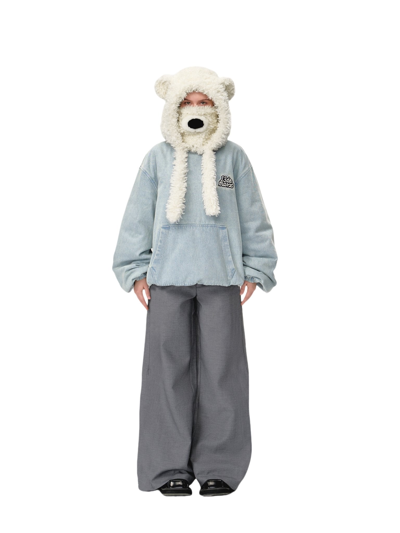 13DE MARZO Bear Set Padded Hoodie In Blue | MADAX