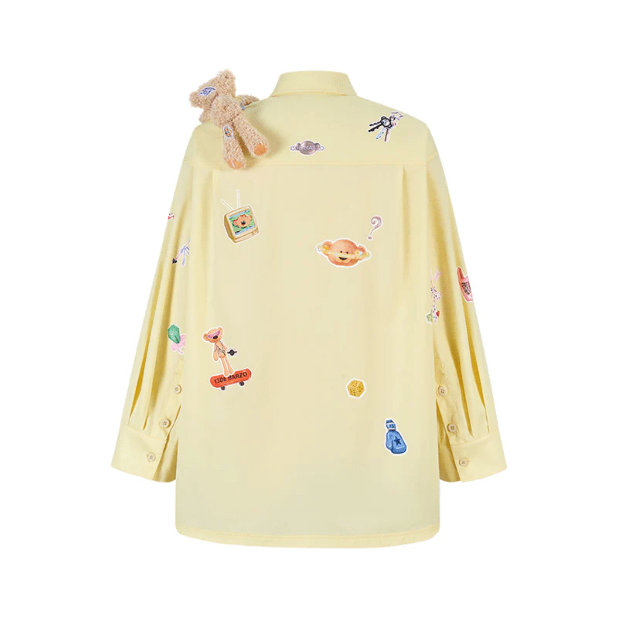 13DE MARZO Bear Sticker Shirt in Yellow | MADAX