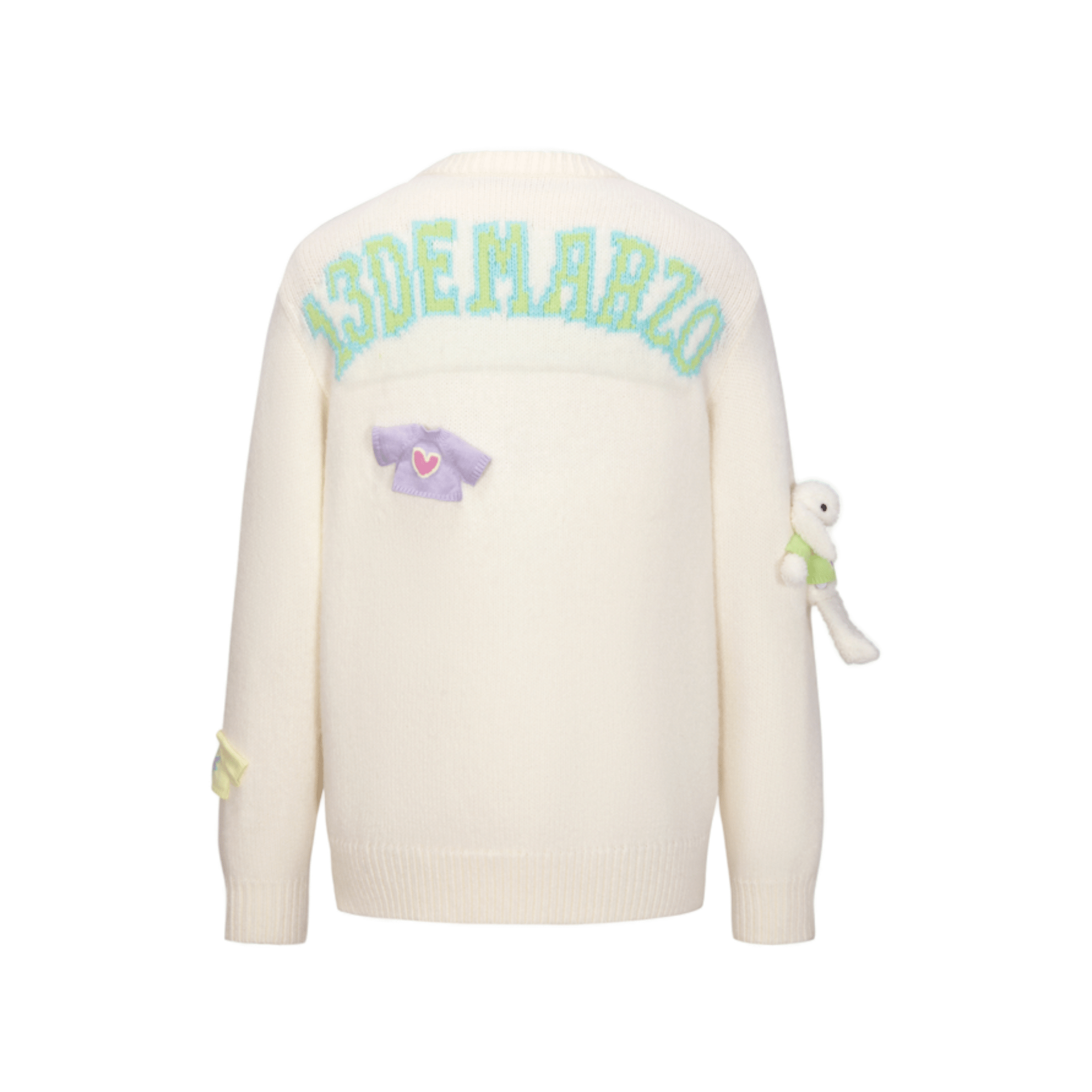 13DE MARZO Bear Sweater Pullover Round Neck Sweater in Beige | MADAX