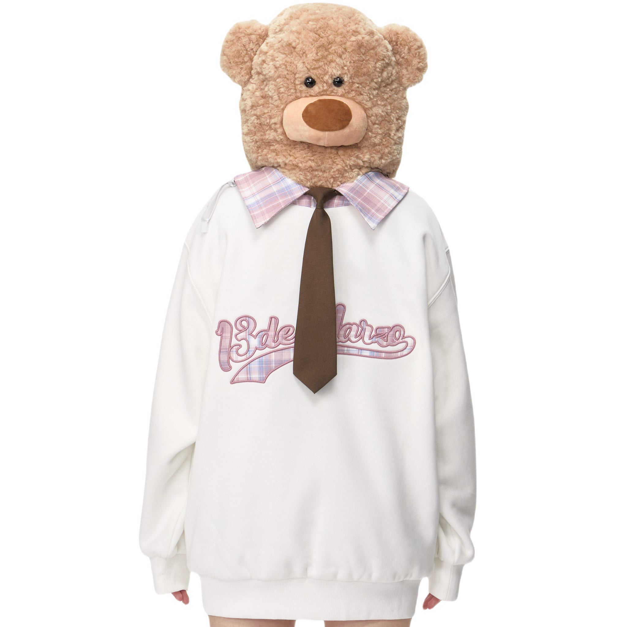 13DE MARZO Bear Zip Fuzzy Hoodie | MADAX