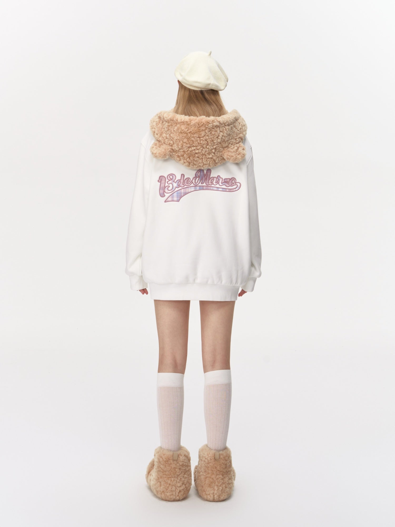 13DE MARZO Bear Zip Fuzzy Hoodie | MADAX