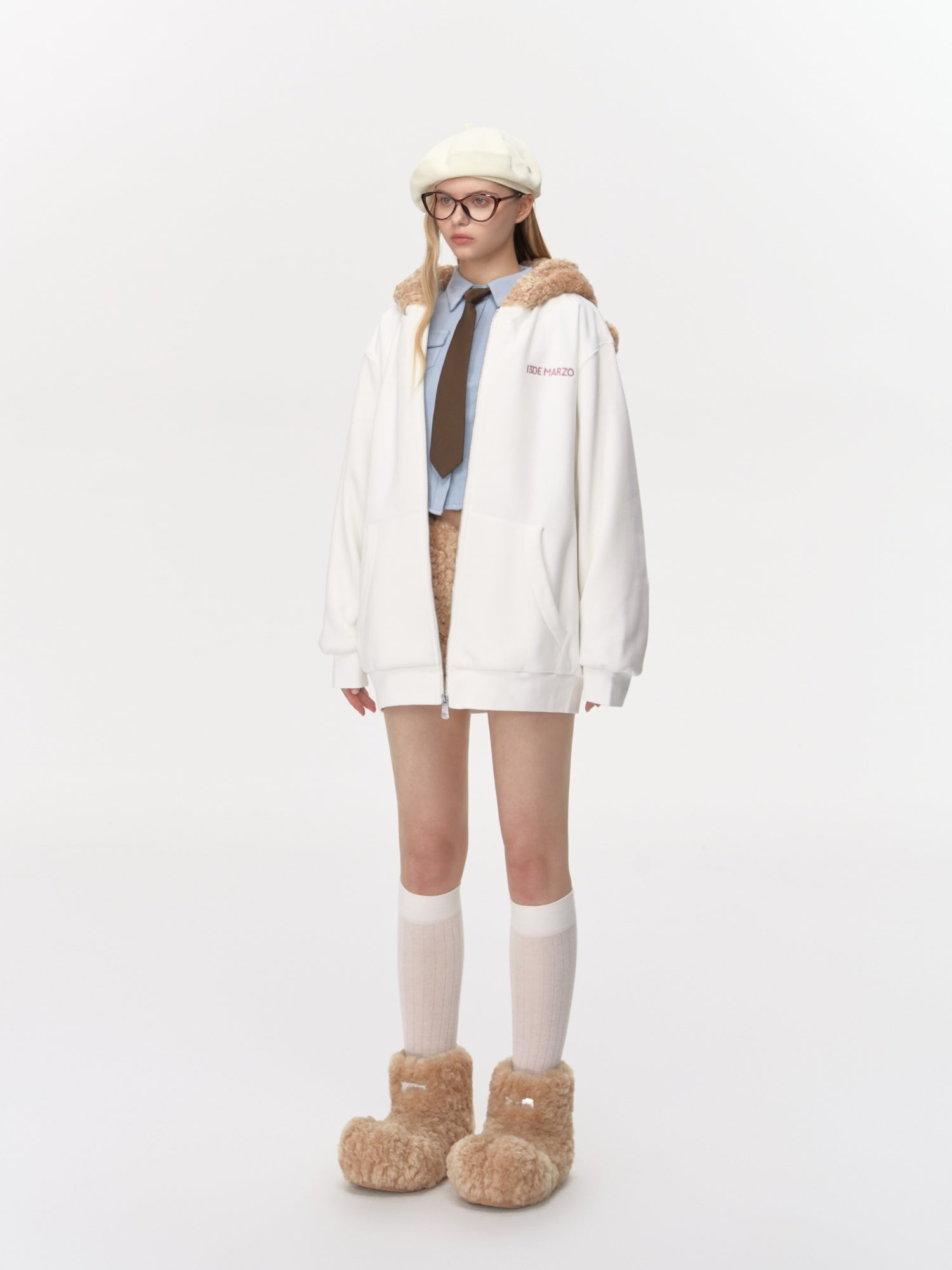 Bear Zip Fuzzy Hoodie | MADAX