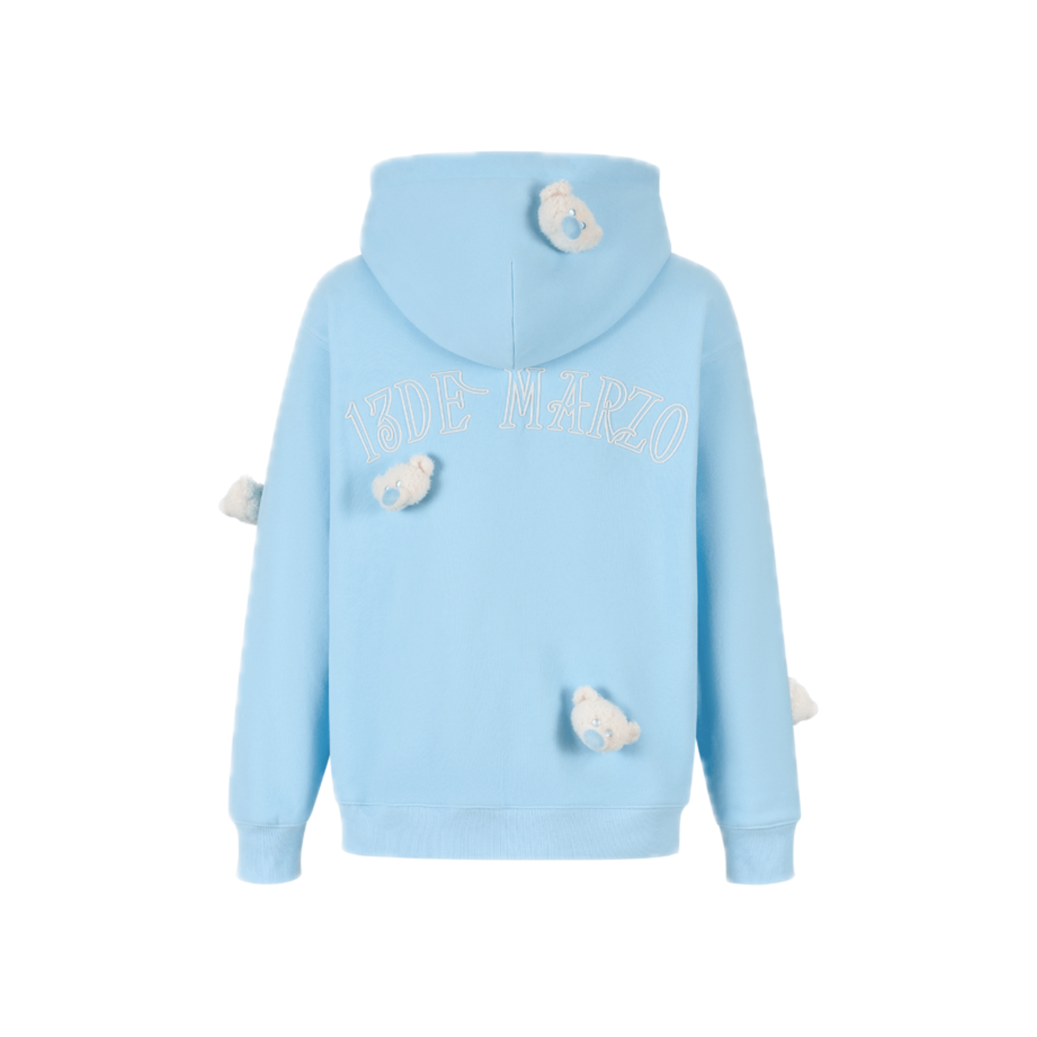 13DE MARZO Bear Zipper Hoodie in Blue | MADAX